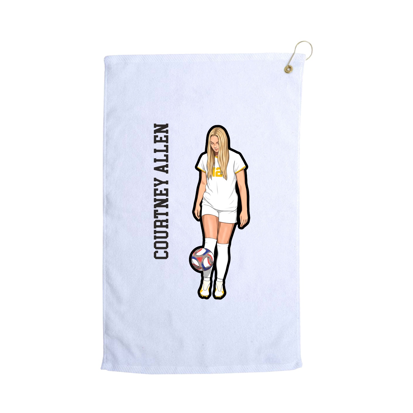 Golf Towel — Name Vertical in White