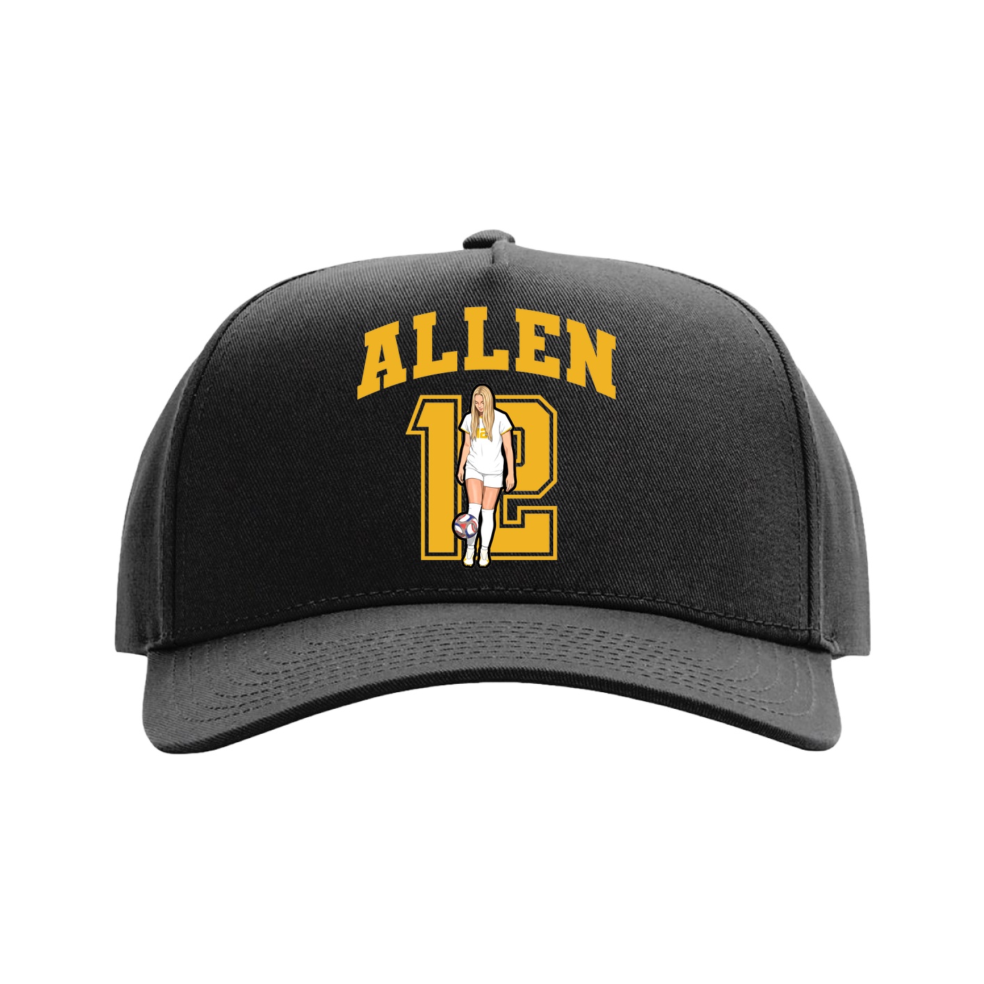 Full Fabric Five-Panel Champ Cap — Number in Black