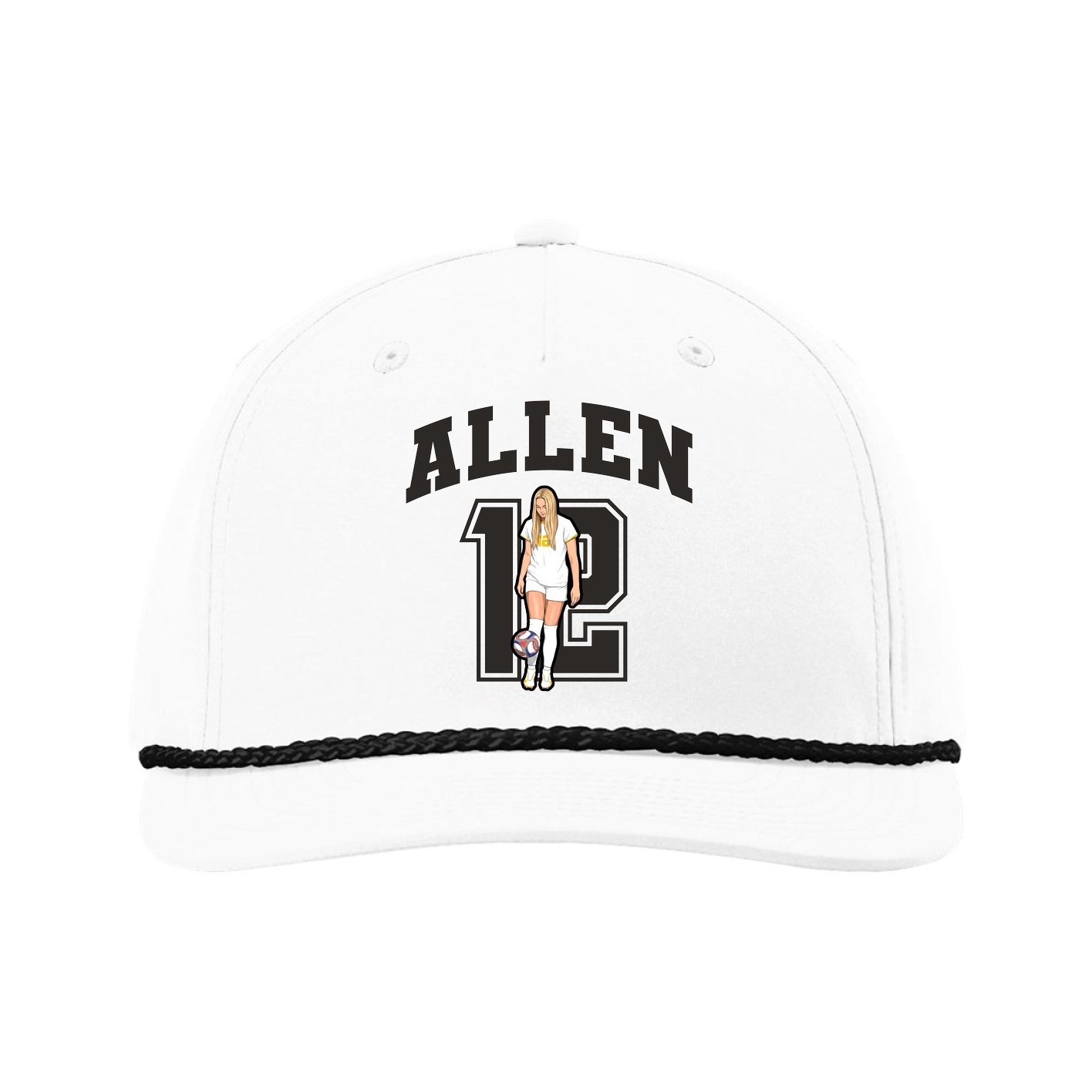 Five-Panel Classic Rope Cap — Number in White