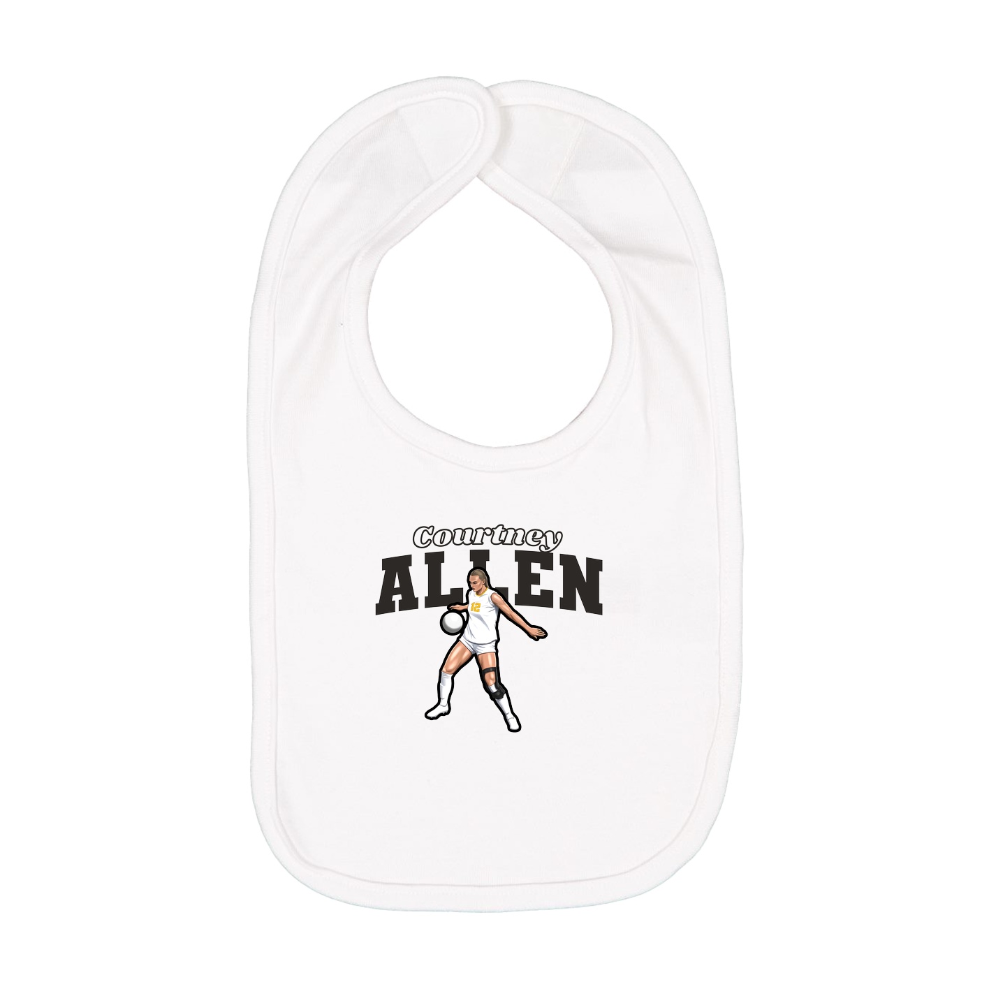 Infant Bib — Name Arch in White
