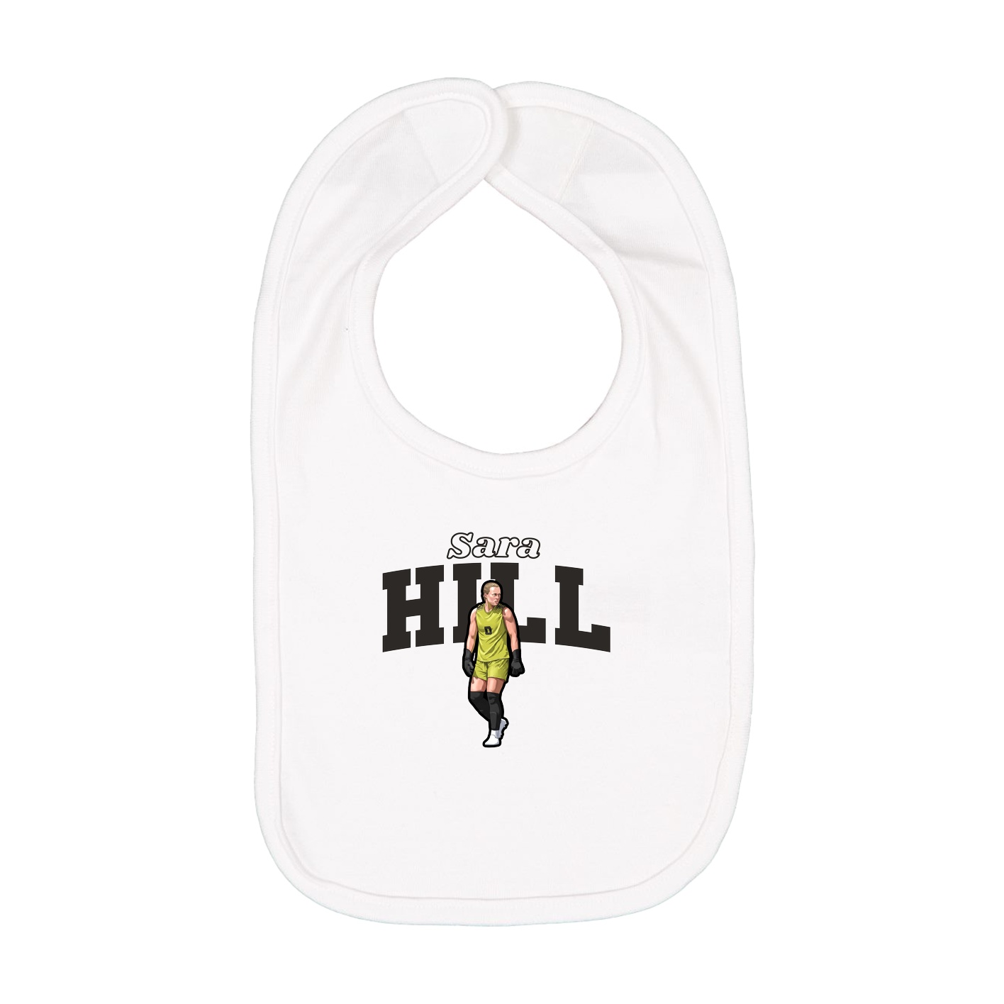 Infant Bib — Name Arch in White