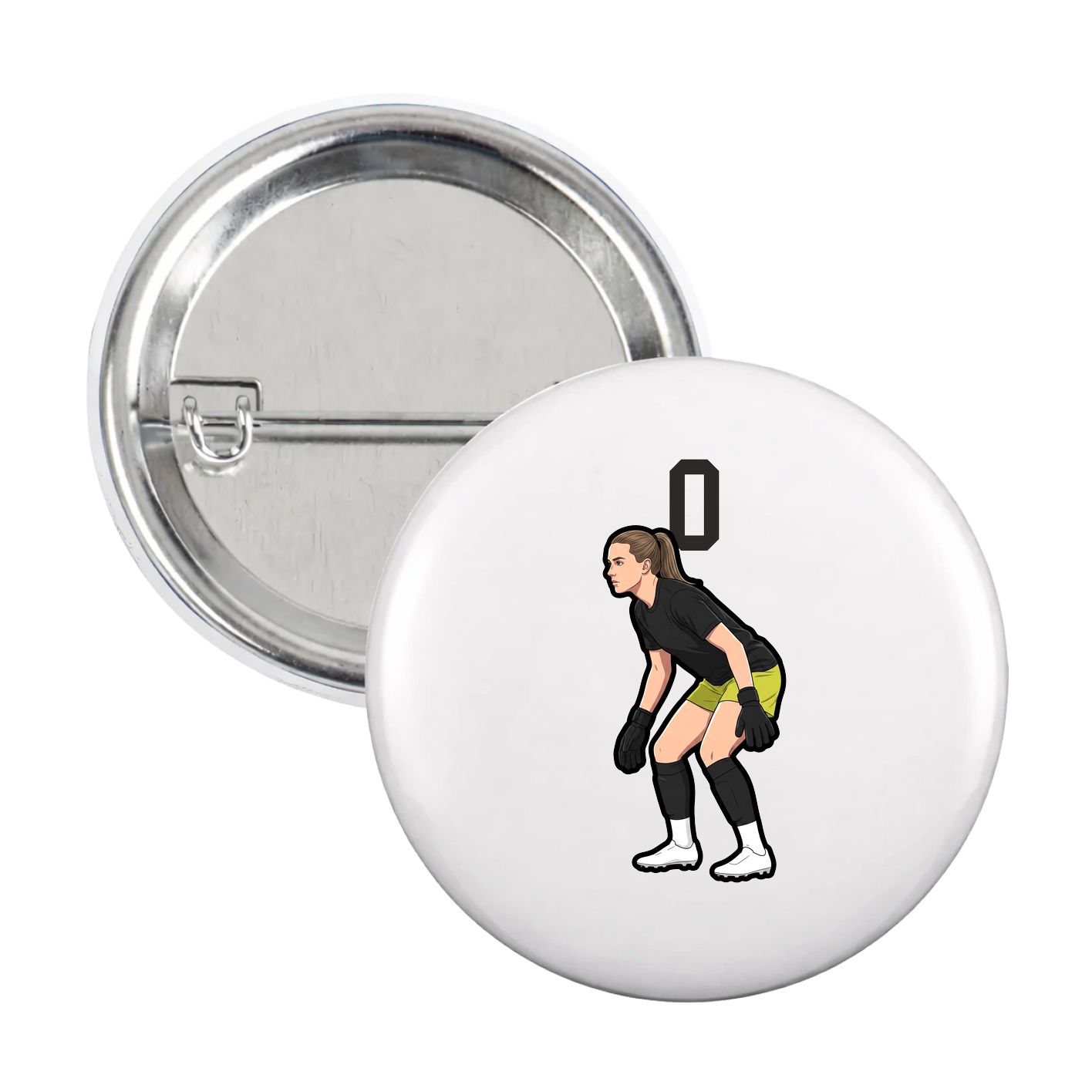 Game Day Button — Number Top in White