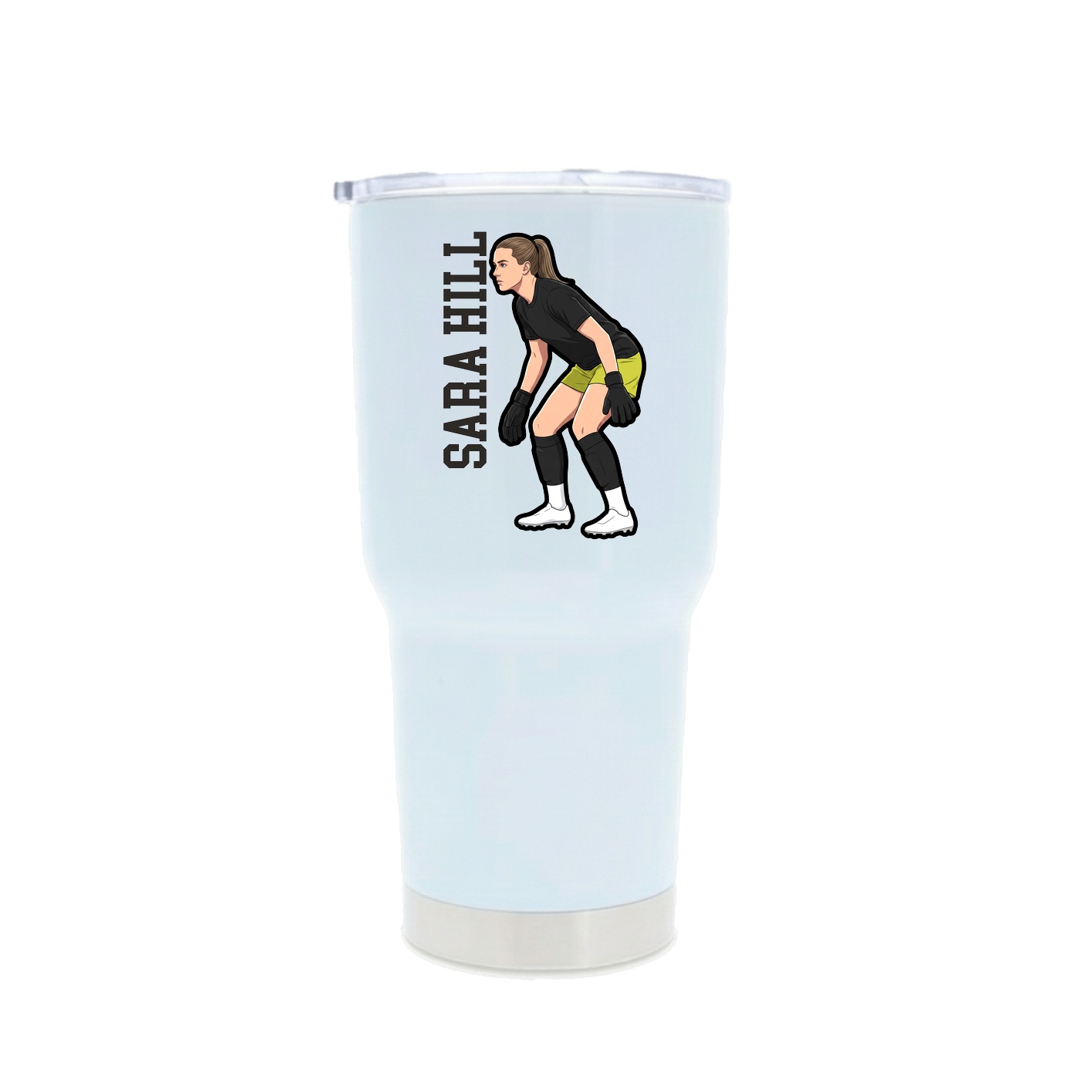 30oz Stainless Steel Tumbler — Name Vertical in White