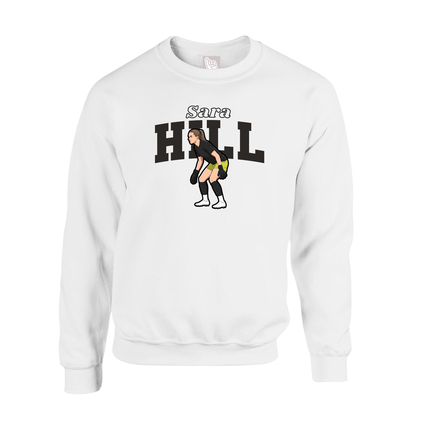 Fleece Crew — Name Arch in White