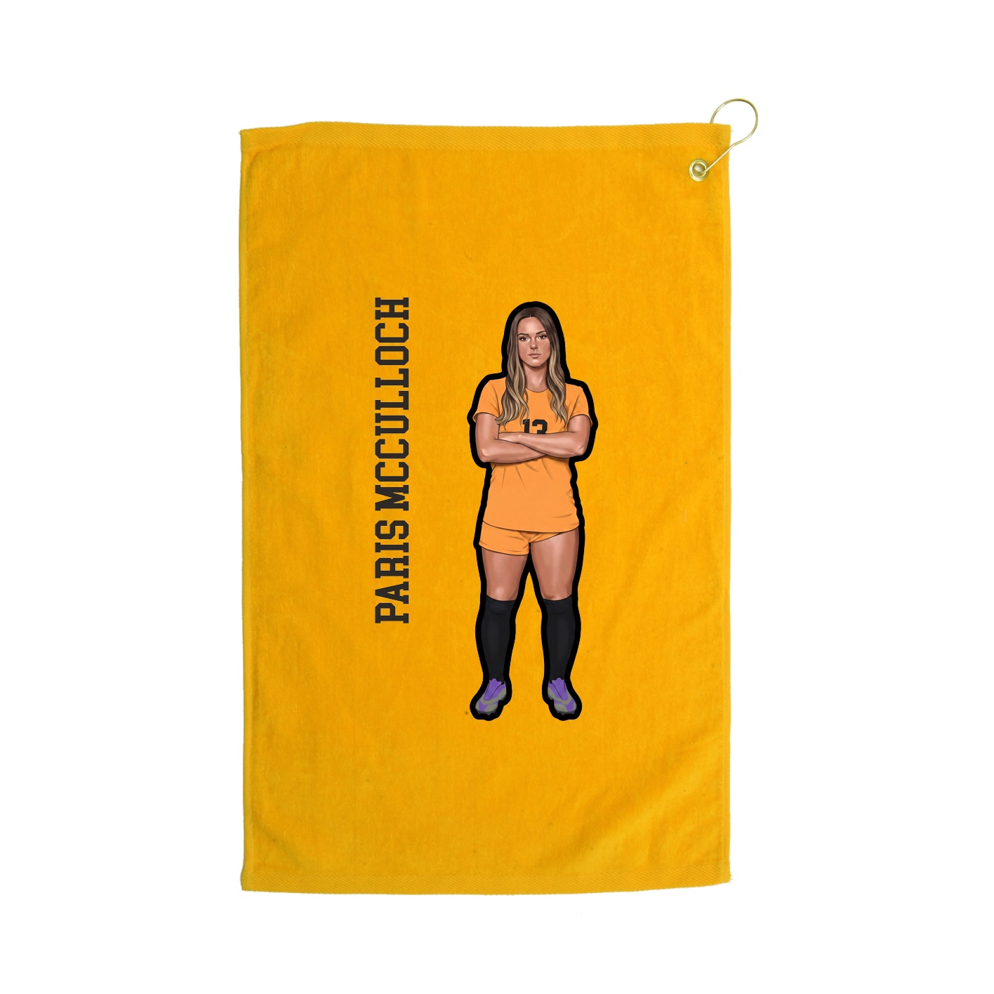 Golf Towel — Name Vertical in Gold