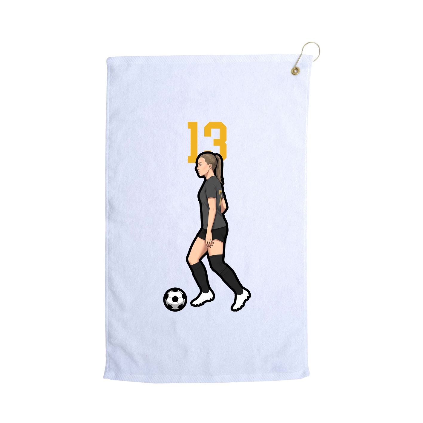 Golf Towel — Number Top in White