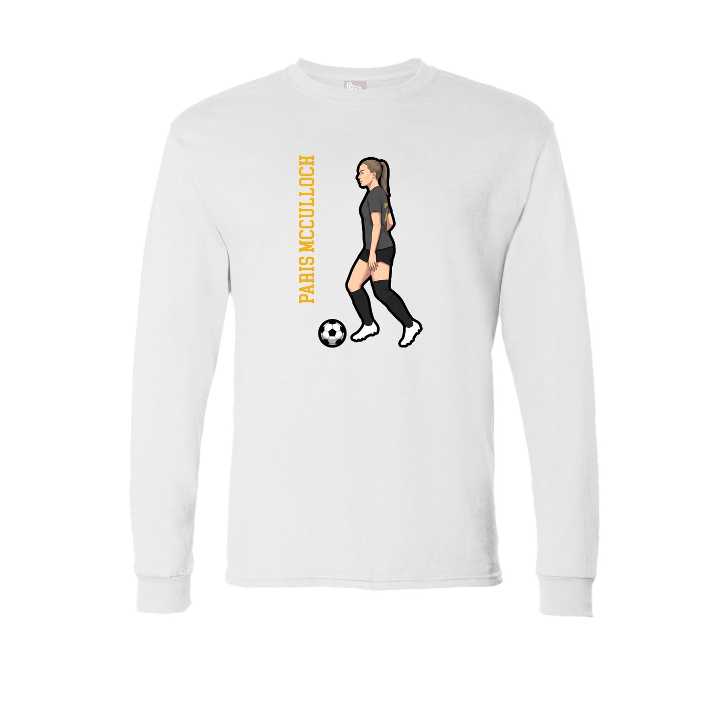 Long Sleeve Tee — Name Vertical in White