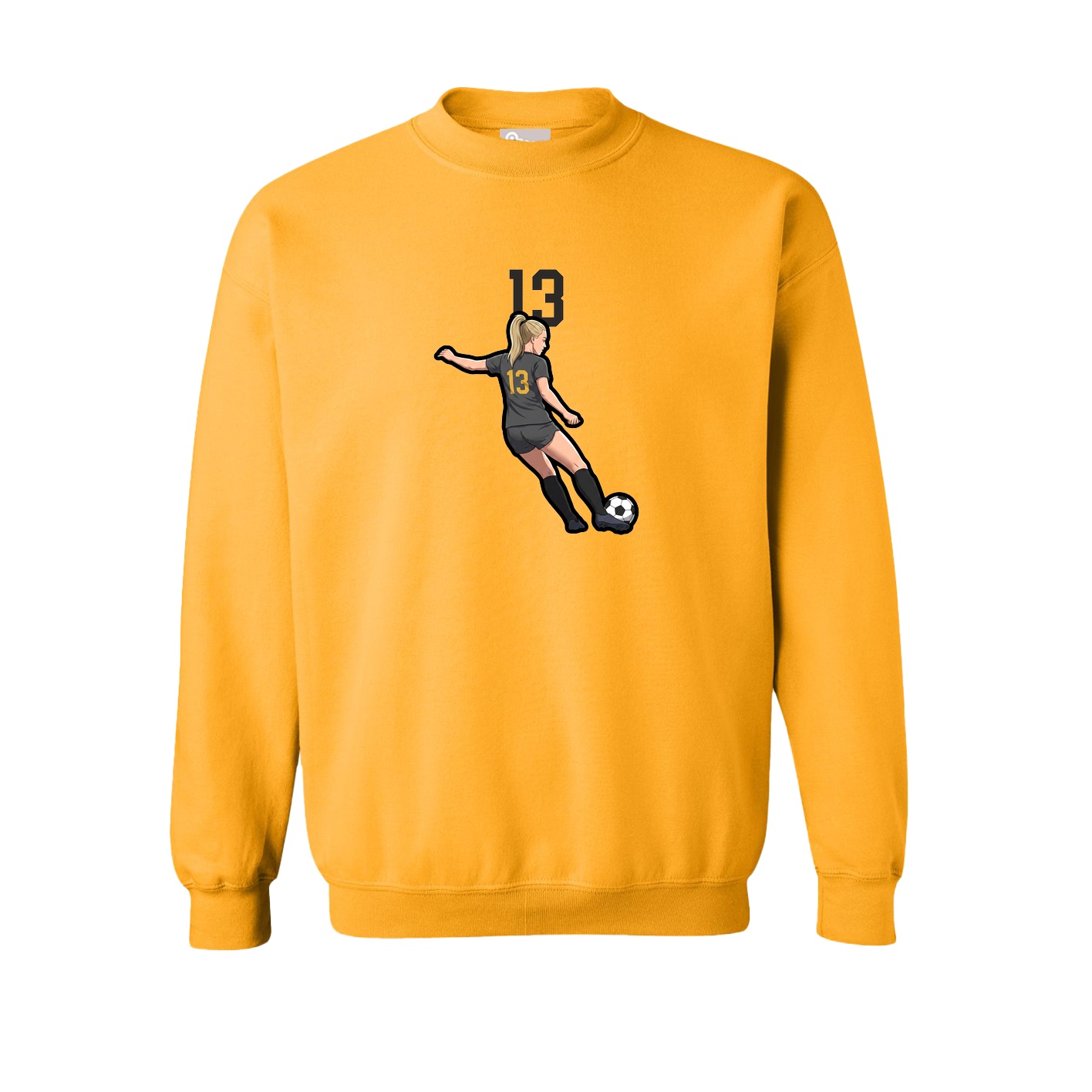 Fleece Crew — Number Top in Gold