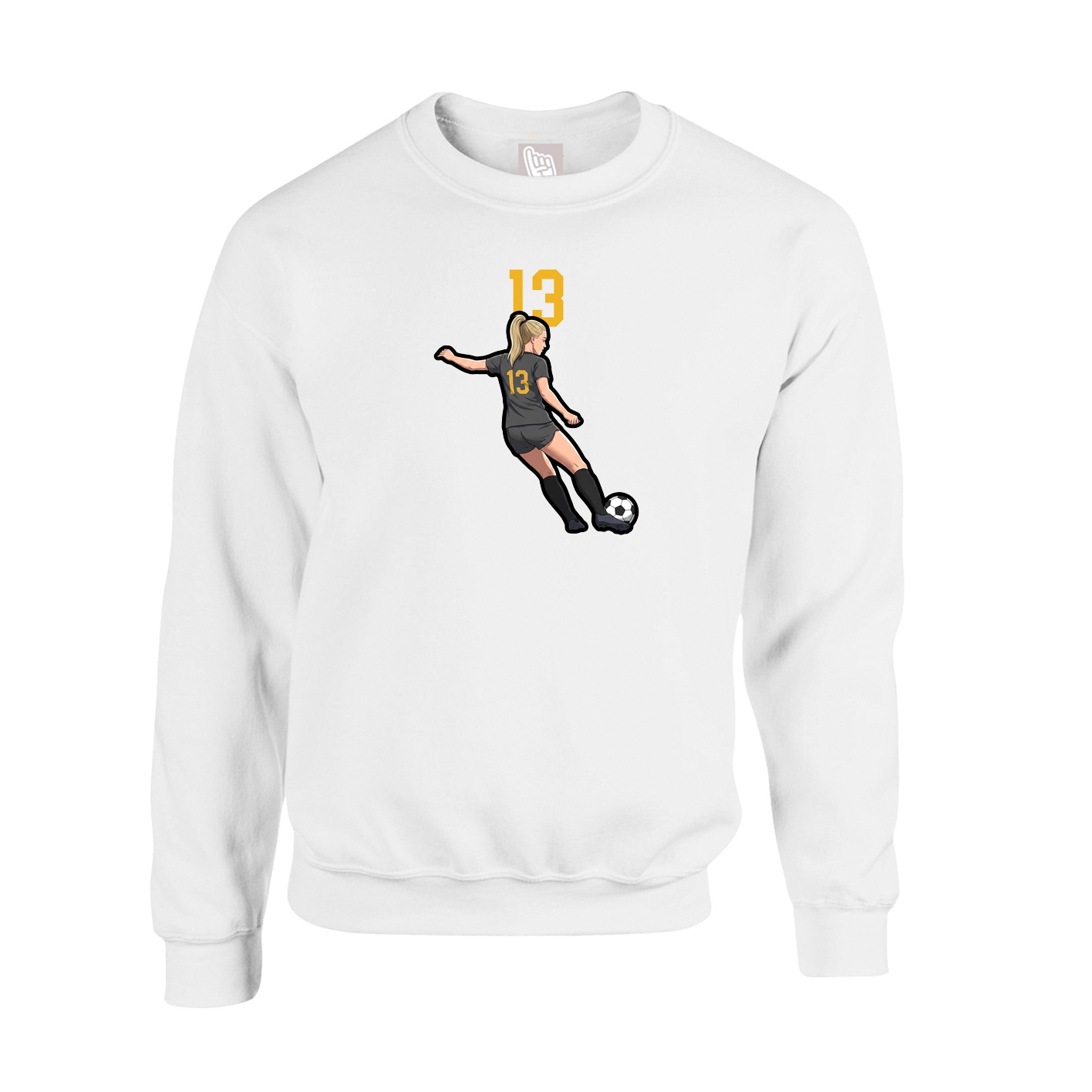 Fleece Crew — Number Top in White