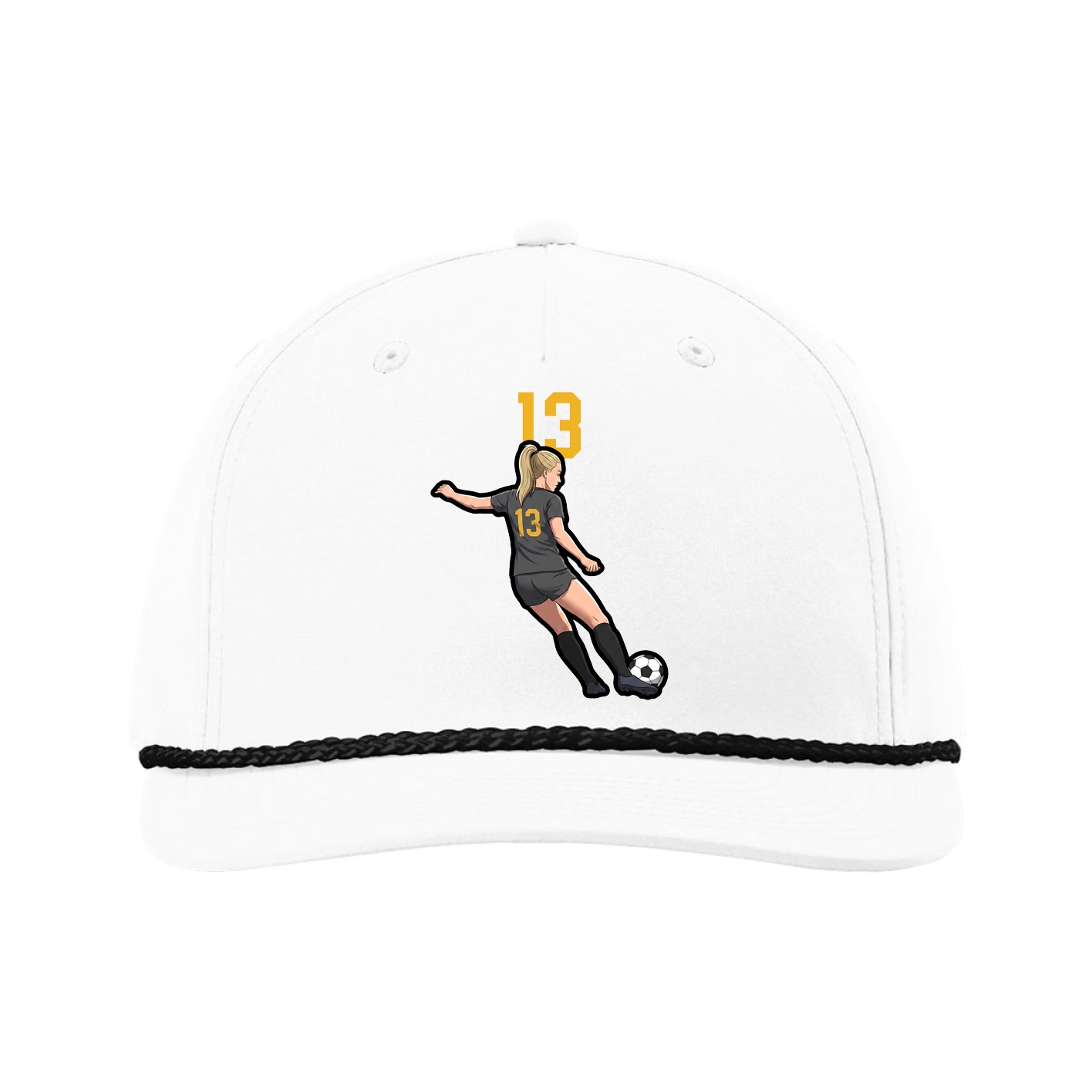 Five-Panel Classic Rope Cap — Number Top in White