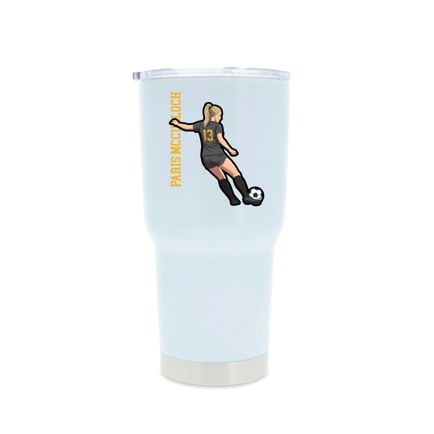 30oz Stainless Steel Tumbler — Name Vertical in White