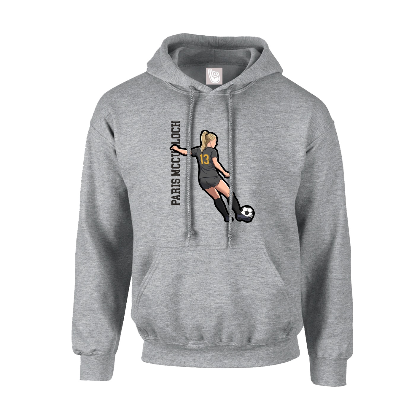 Hoodie — Name Vertical in Grey