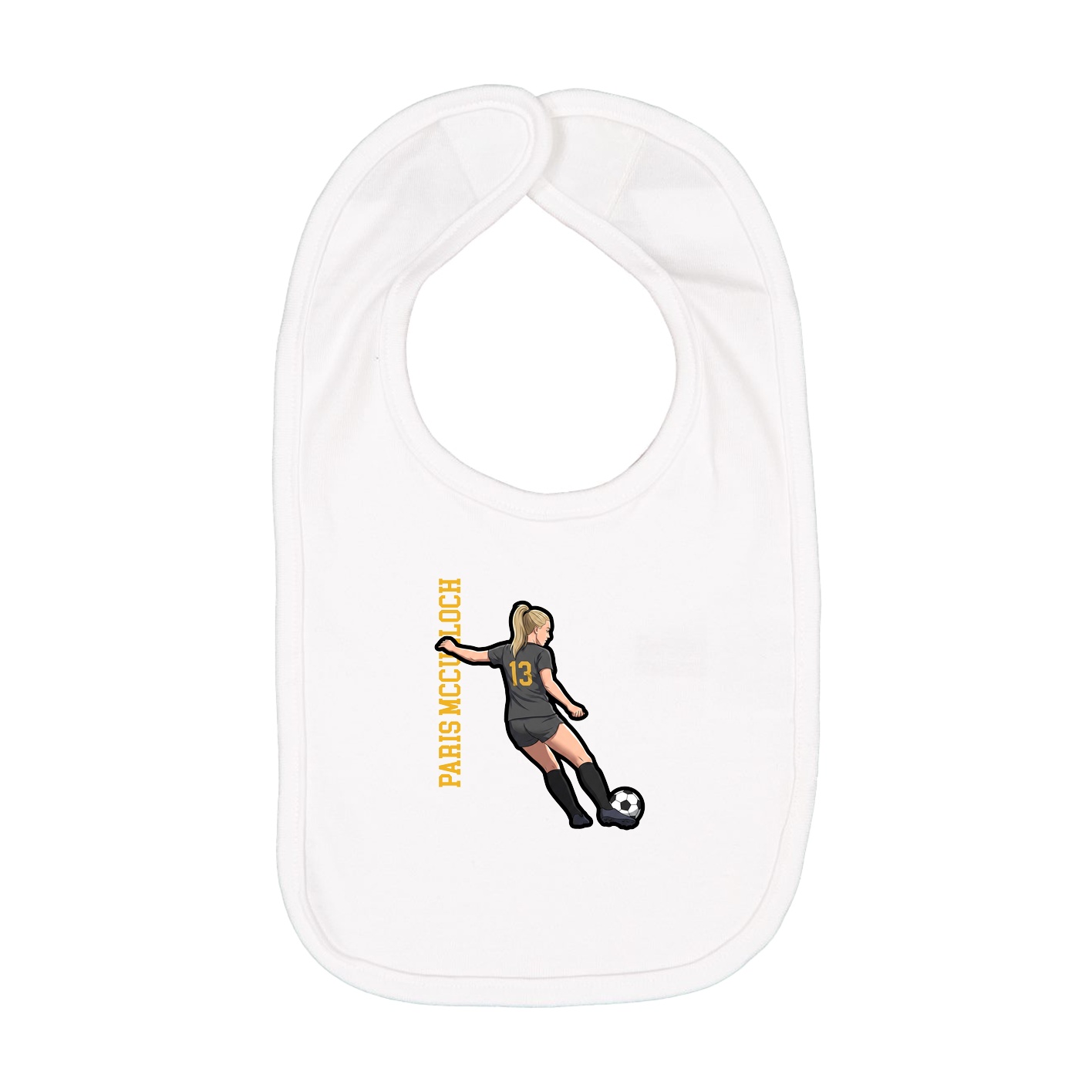 Infant Bib — Name Vertical in White