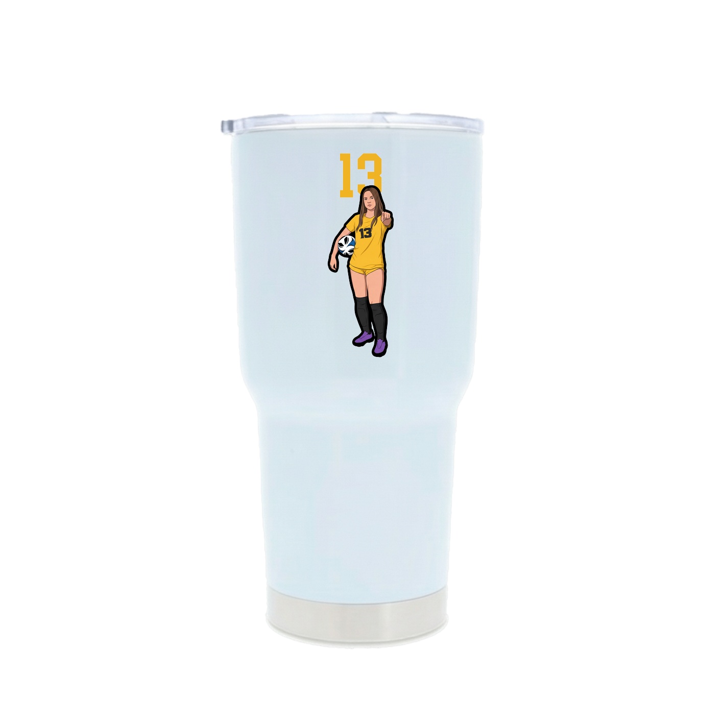 30oz Stainless Steel Tumbler — Number Top in White