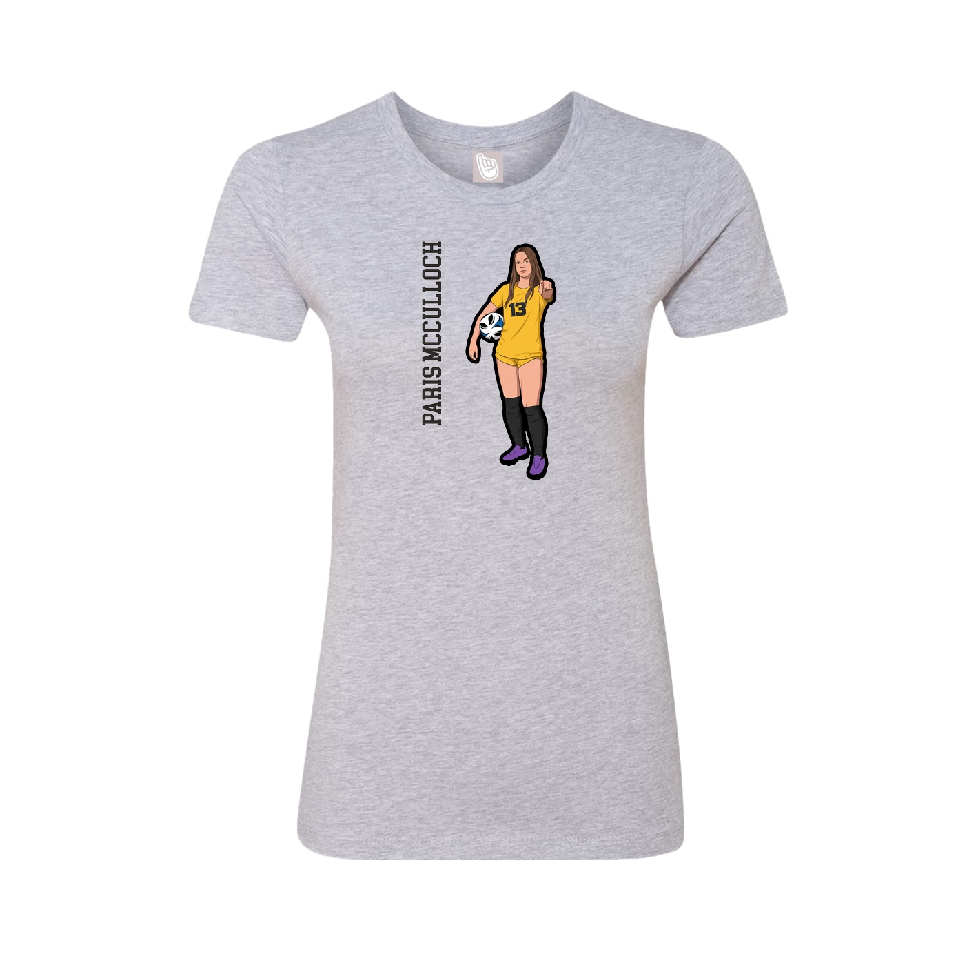 Fitted Women's Tee — Name Vertical in Grey