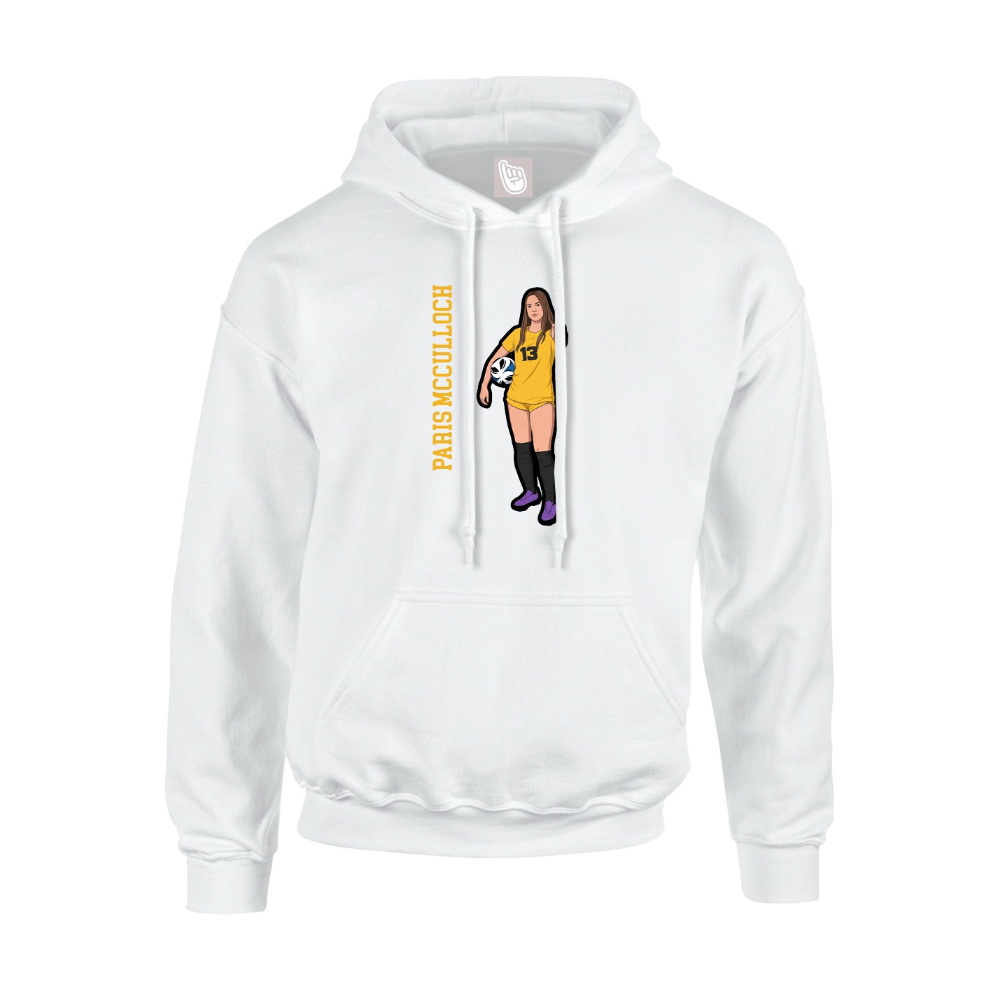 Youth Hoodie — Name Vertical in White