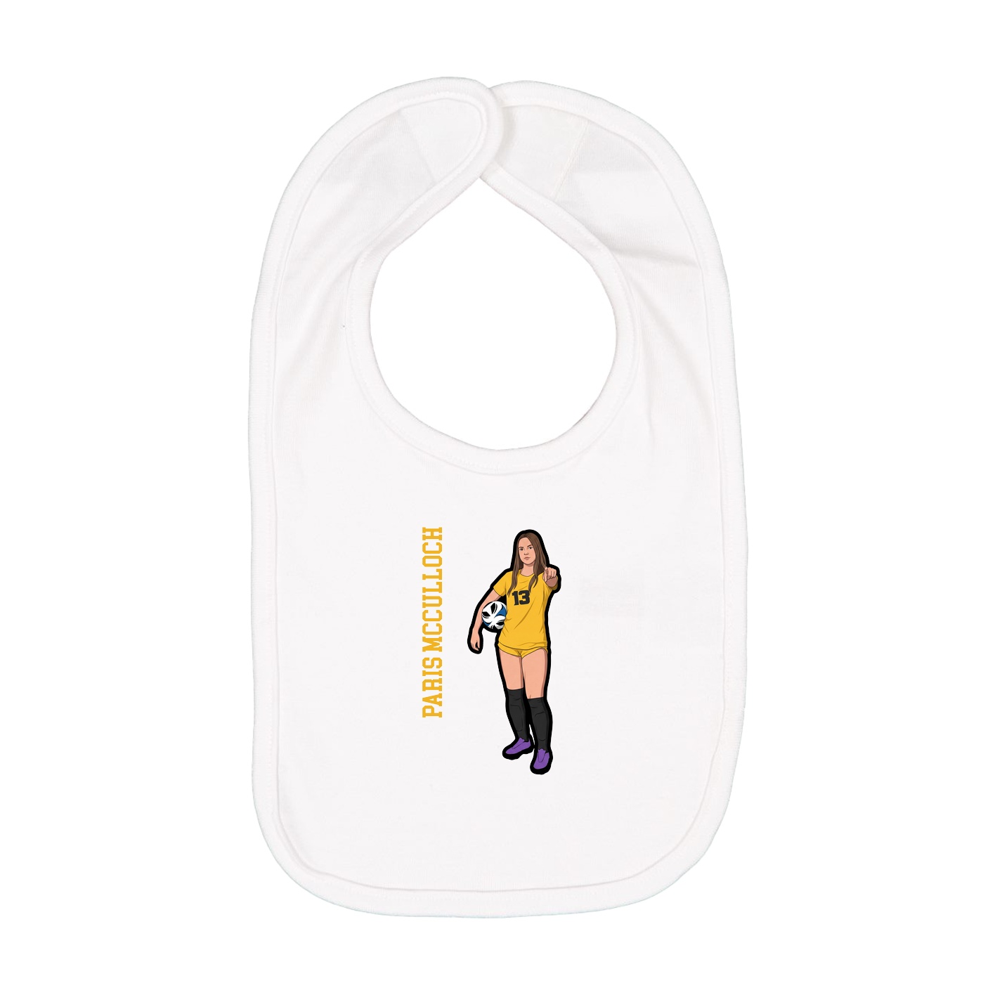 Infant Bib — Name Vertical in White