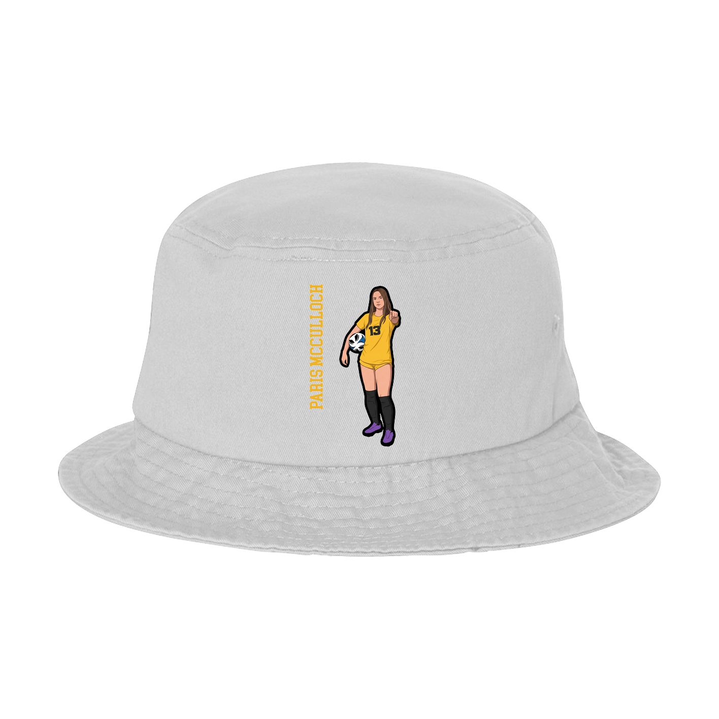 Bucket Cap — Name Vertical in White