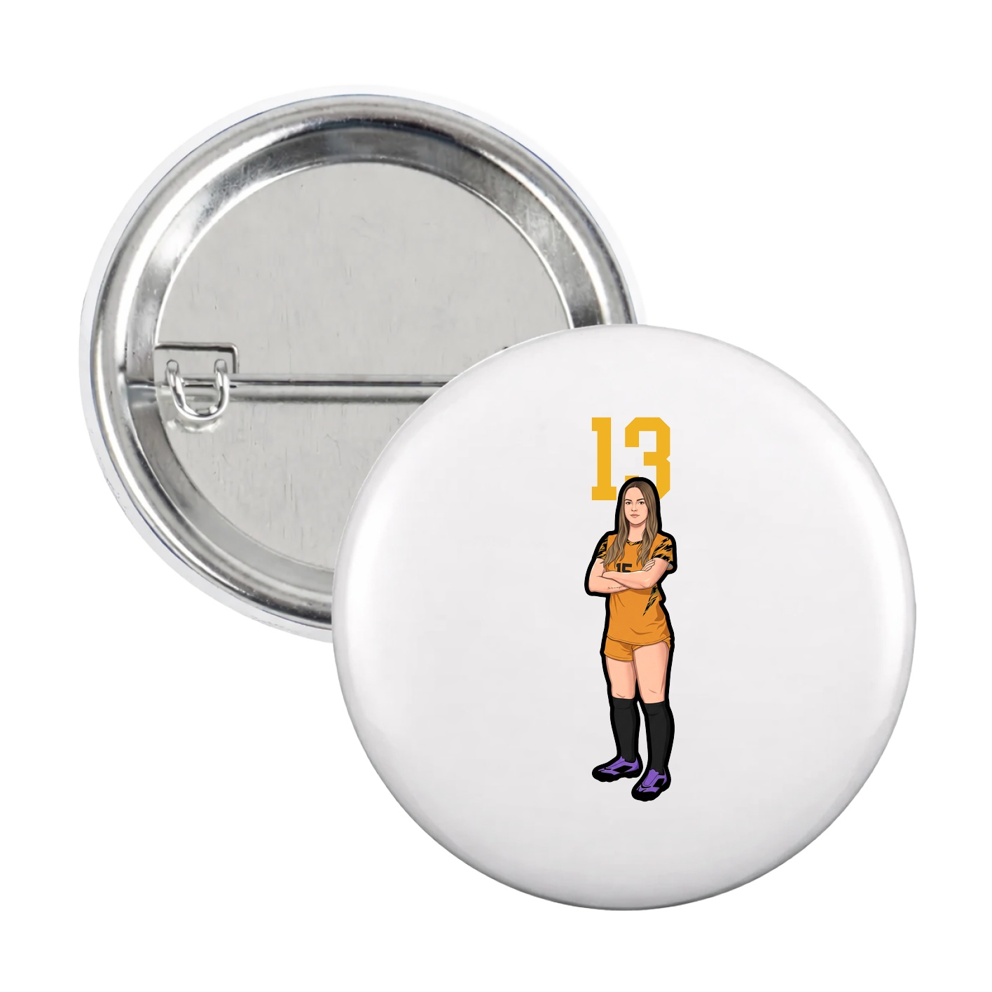 Game Day Button — Number Top in White