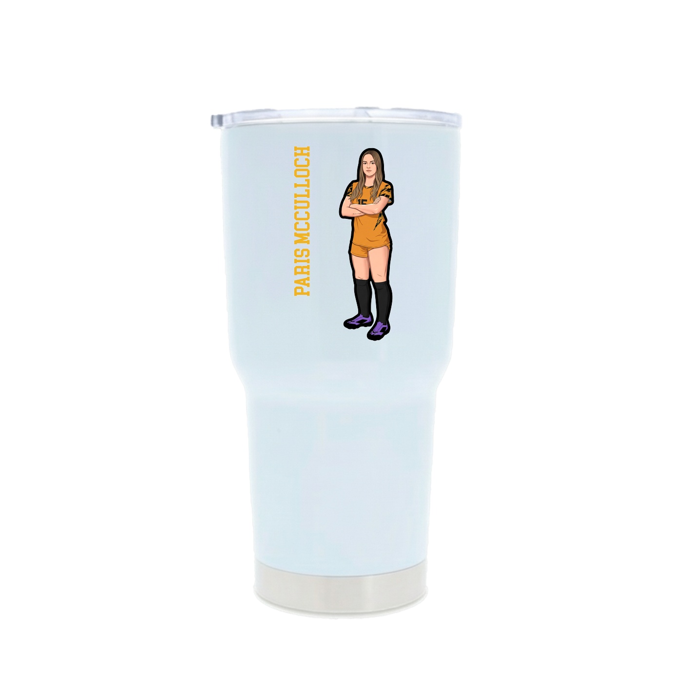 30oz Stainless Steel Tumbler — Name Vertical in White