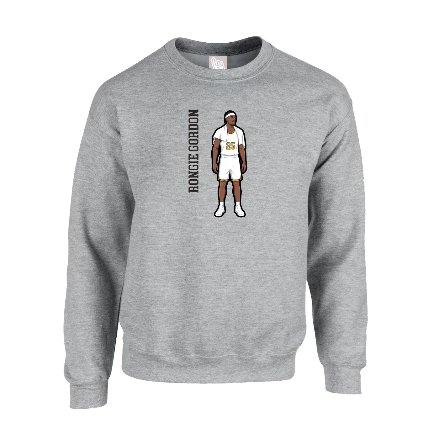 Fleece Crew — Name Vertical in Grey