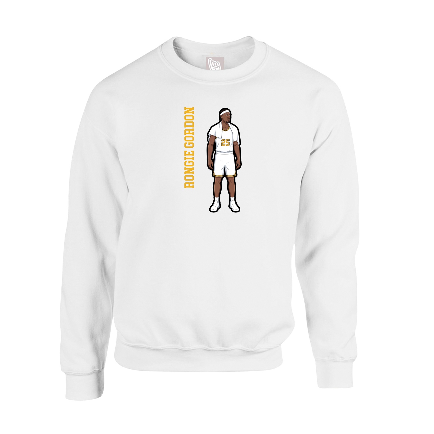 Fleece Crew — Name Vertical in White