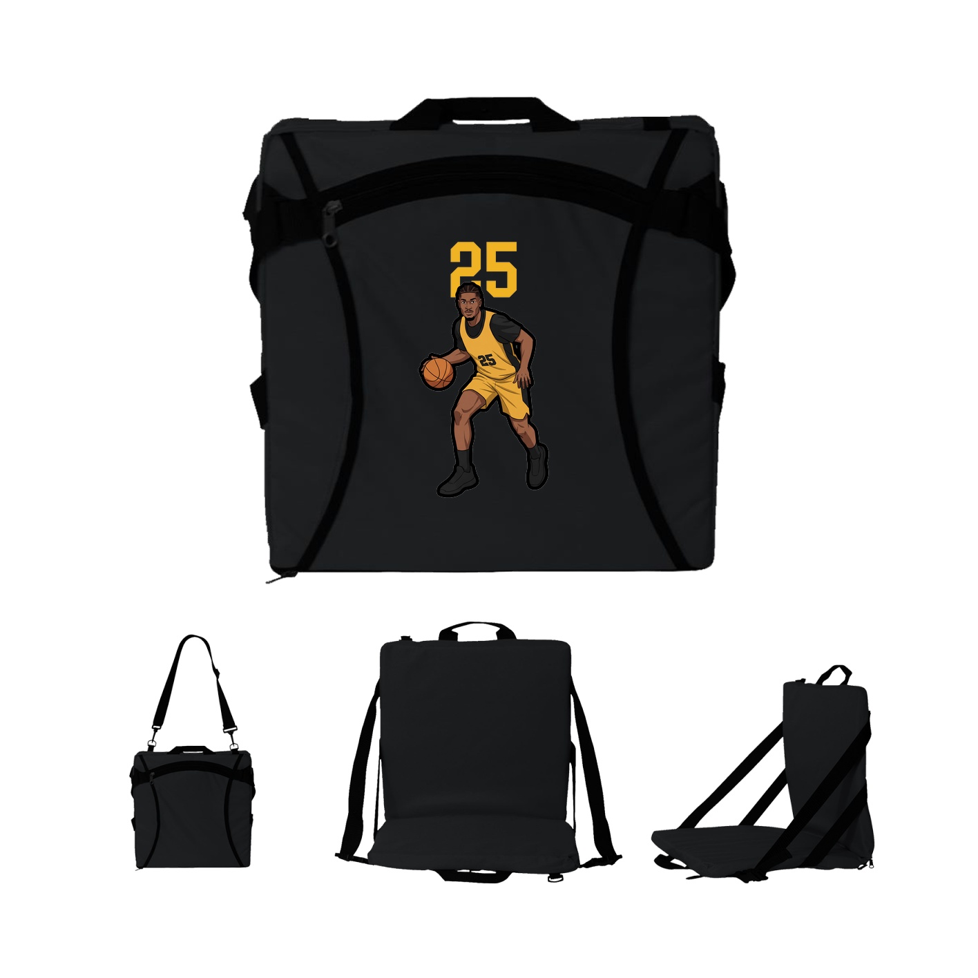 Folding Stadium Seat — Number Top in Black