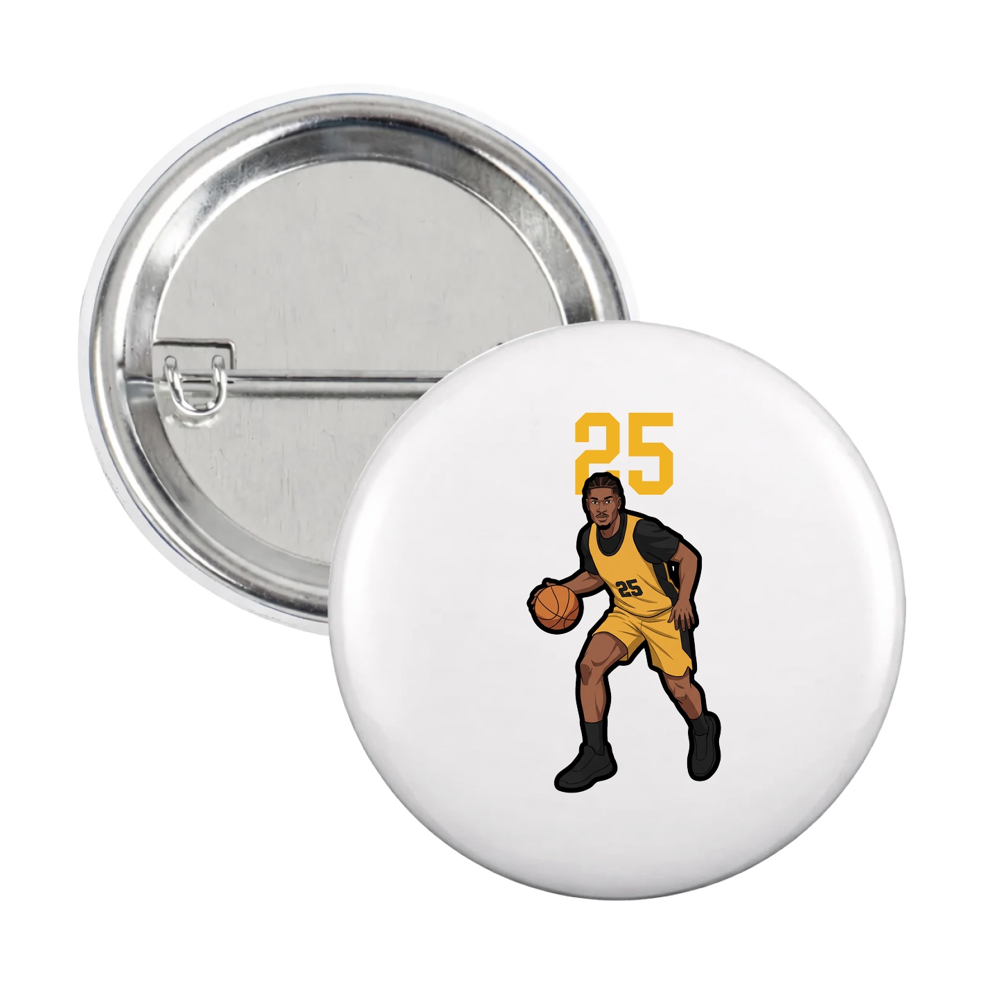 Game Day Button — Number Top in White
