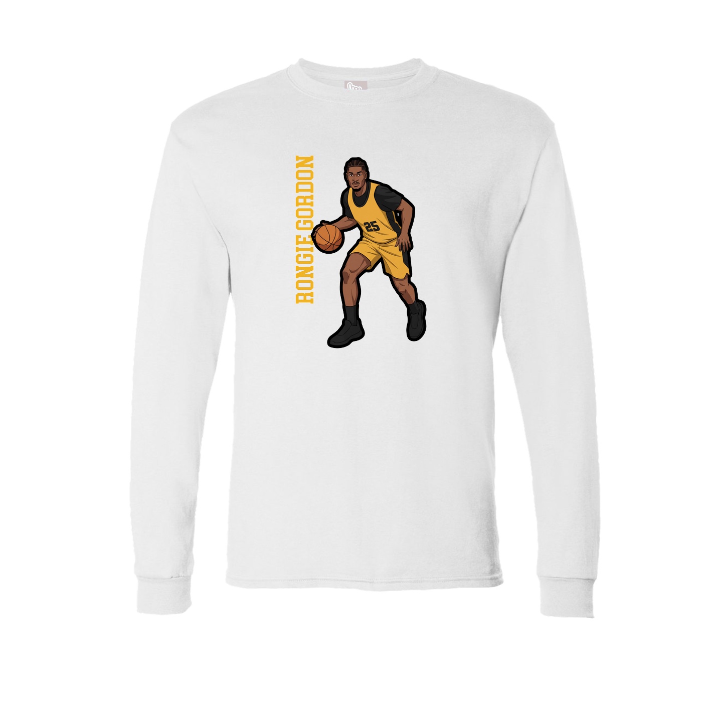 Long Sleeve Tee — Name Vertical in White