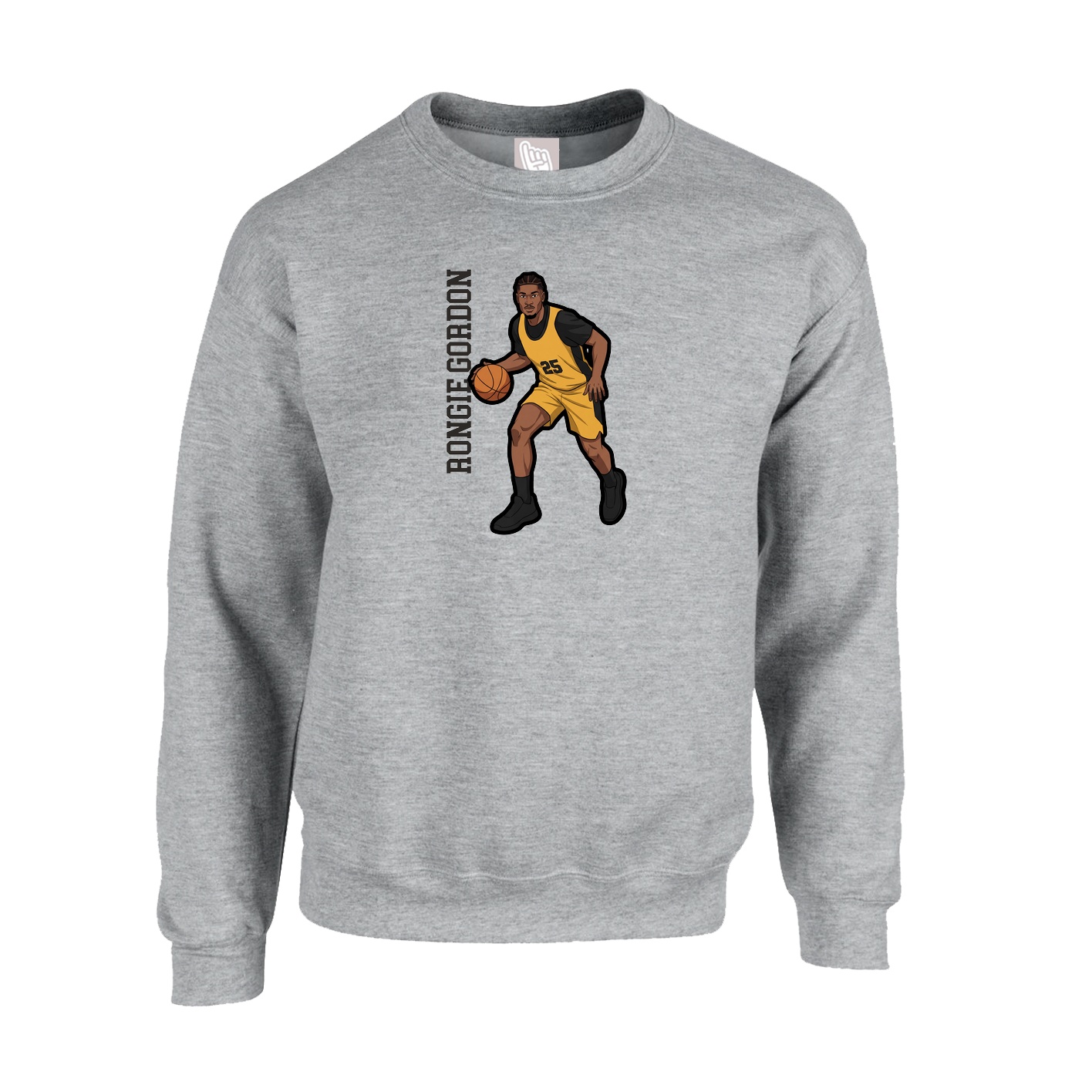 Fleece Crew — Name Vertical in Grey