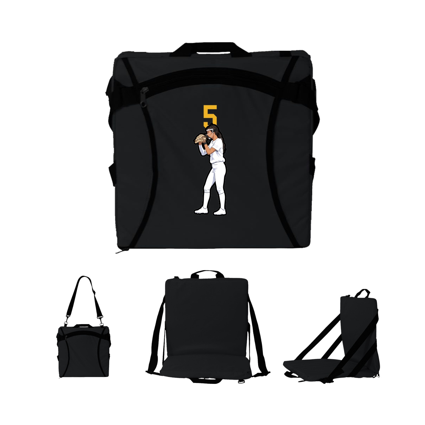 Folding Stadium Seat — Number Top in Black
