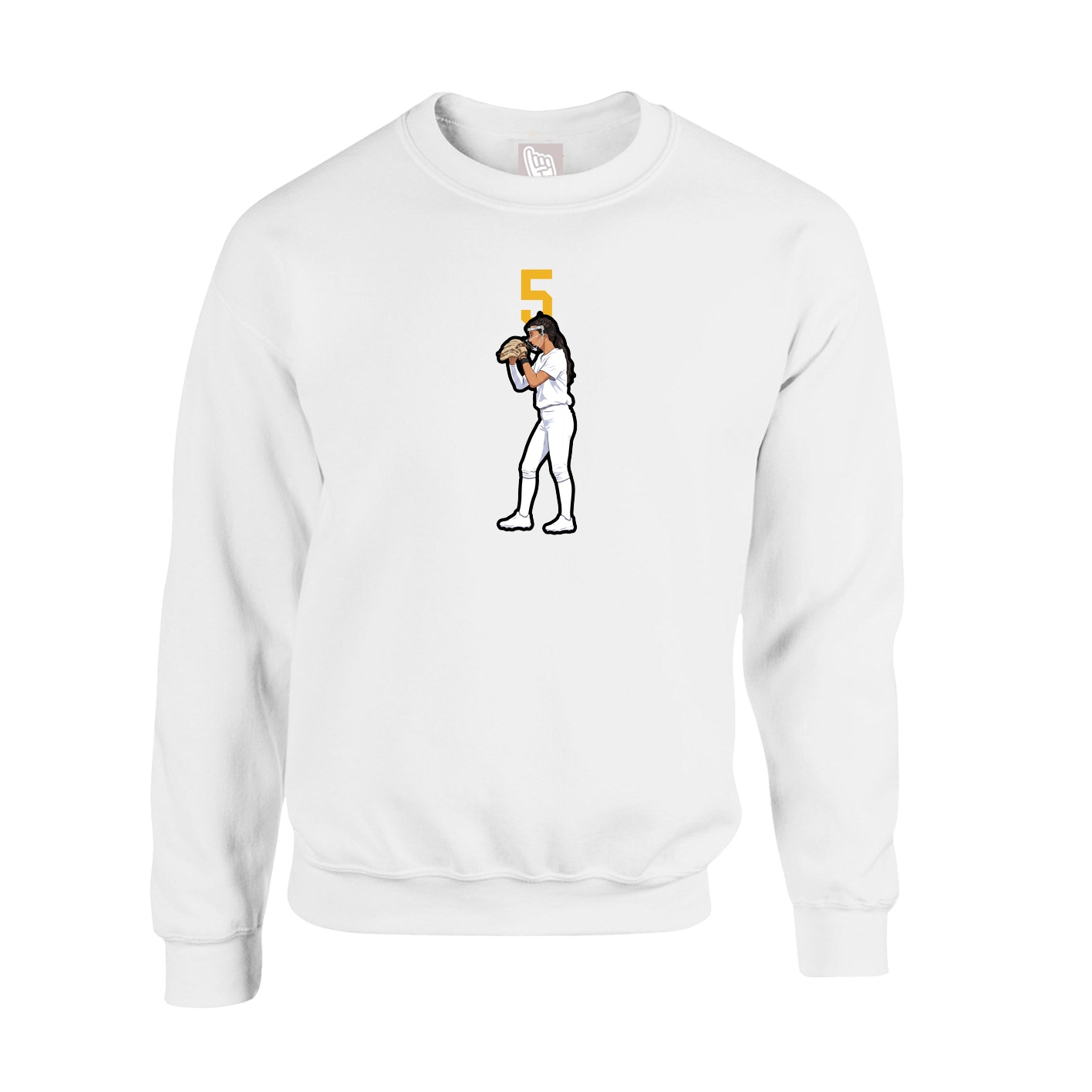 Fleece Crew — Number Top in White