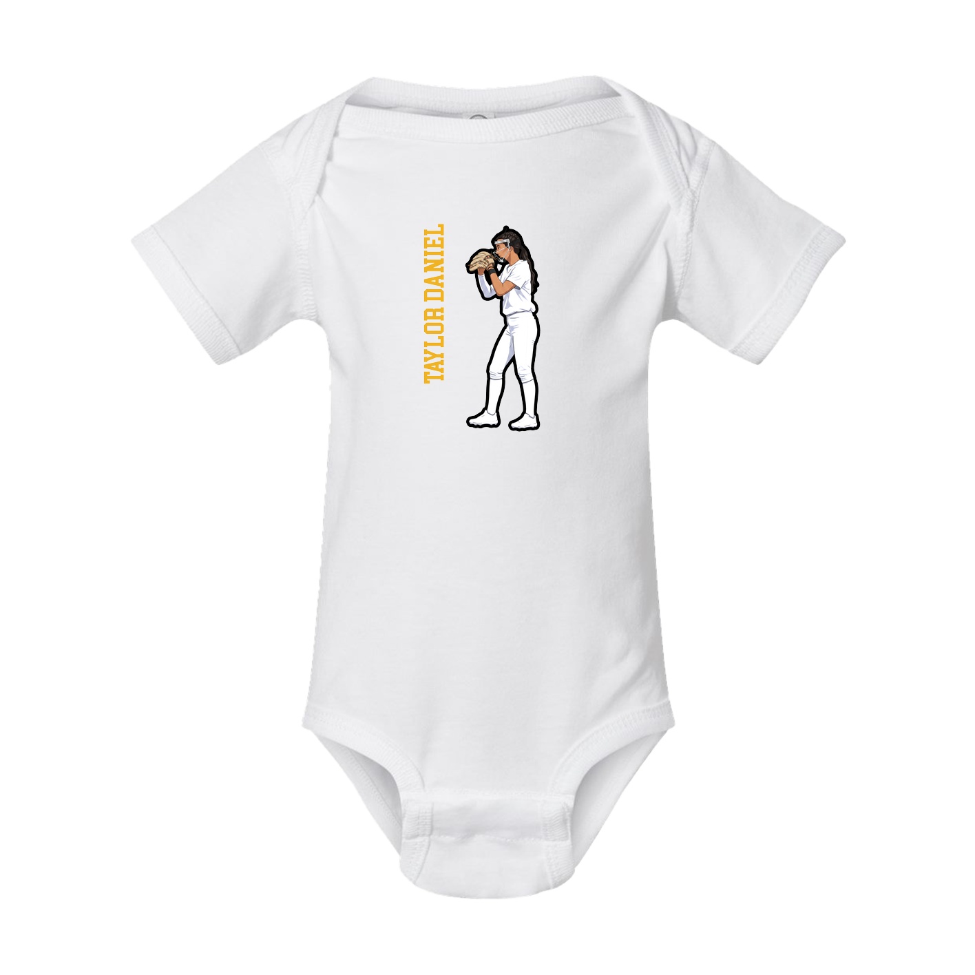 Baby Onesie — Name Vertical in White