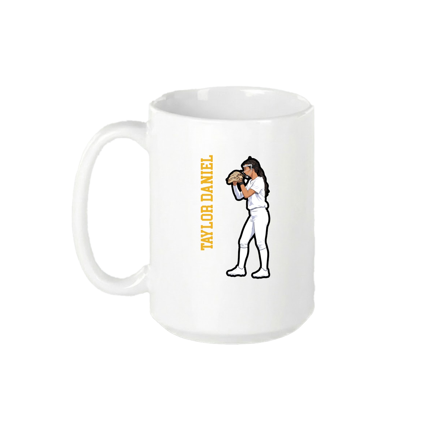 15oz Coffee Mug — Name Vertical in White