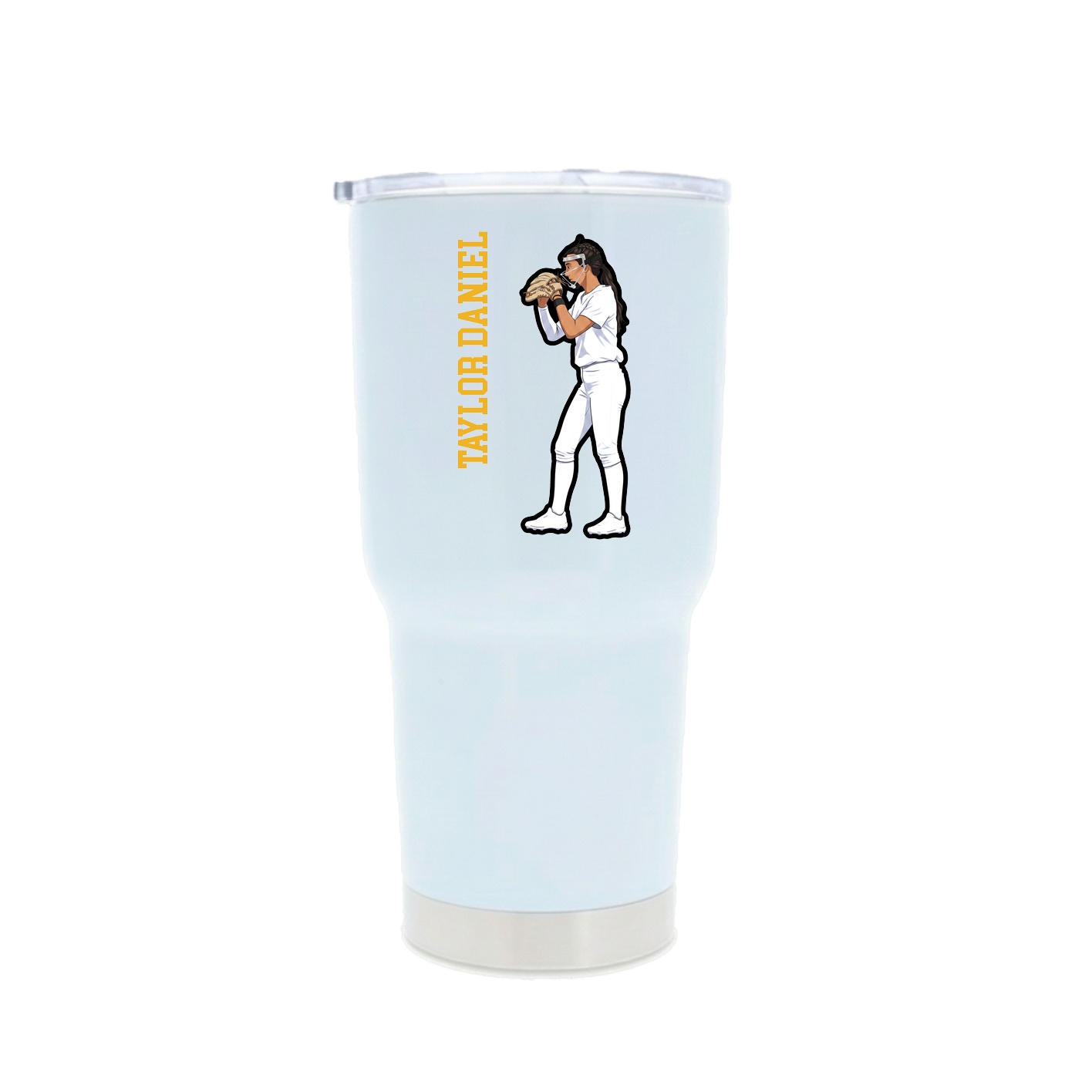 30oz Stainless Steel Tumbler — Name Vertical in White