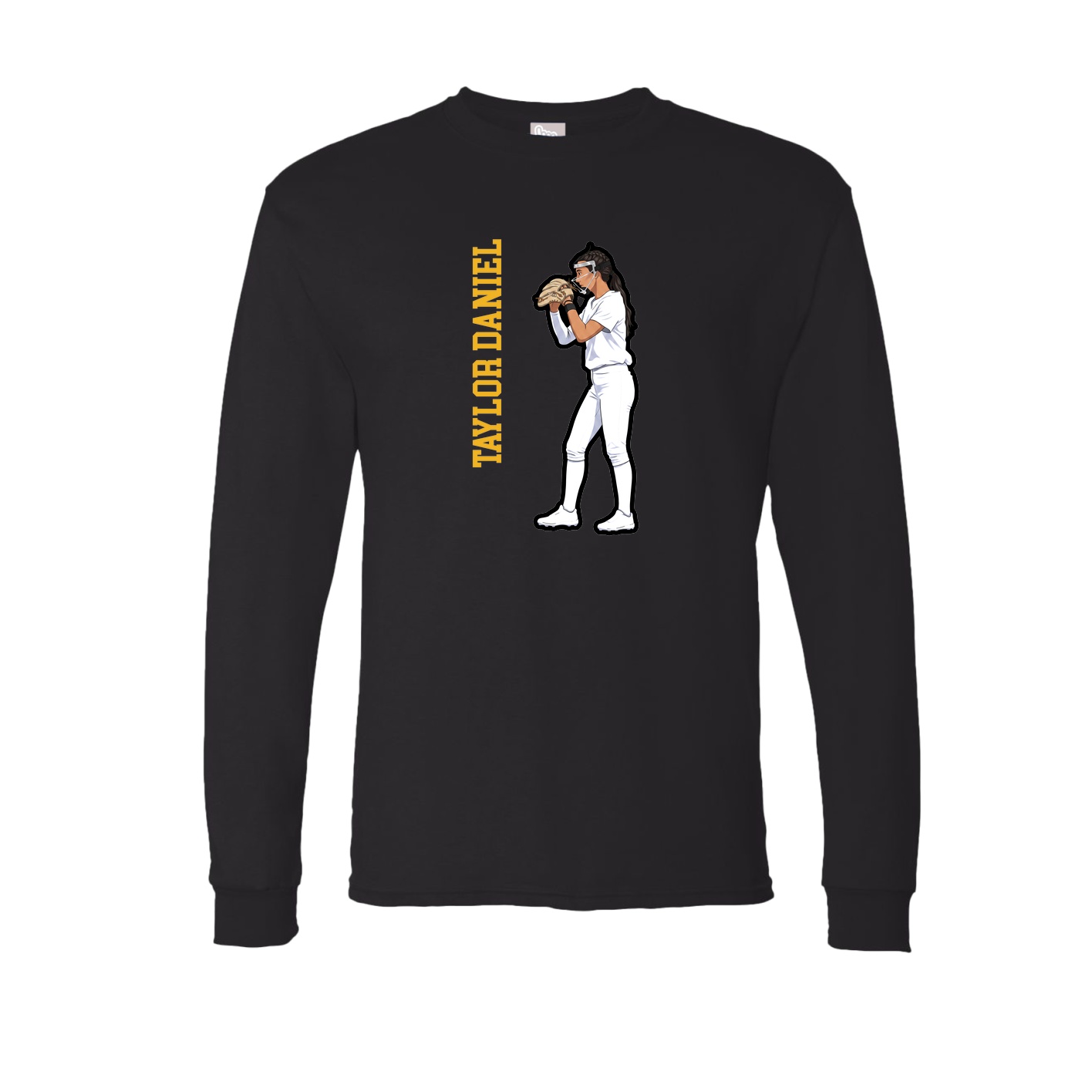Long Sleeve Tee — Name Vertical in Black