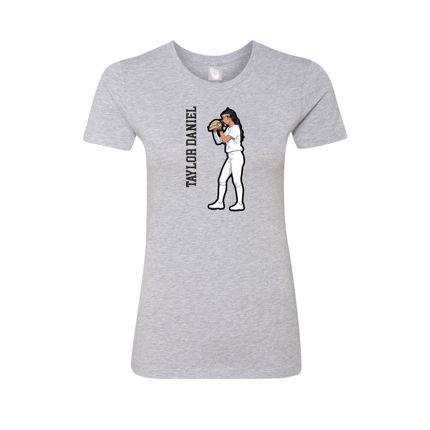 Womens Tee — Name Vertical in Grey