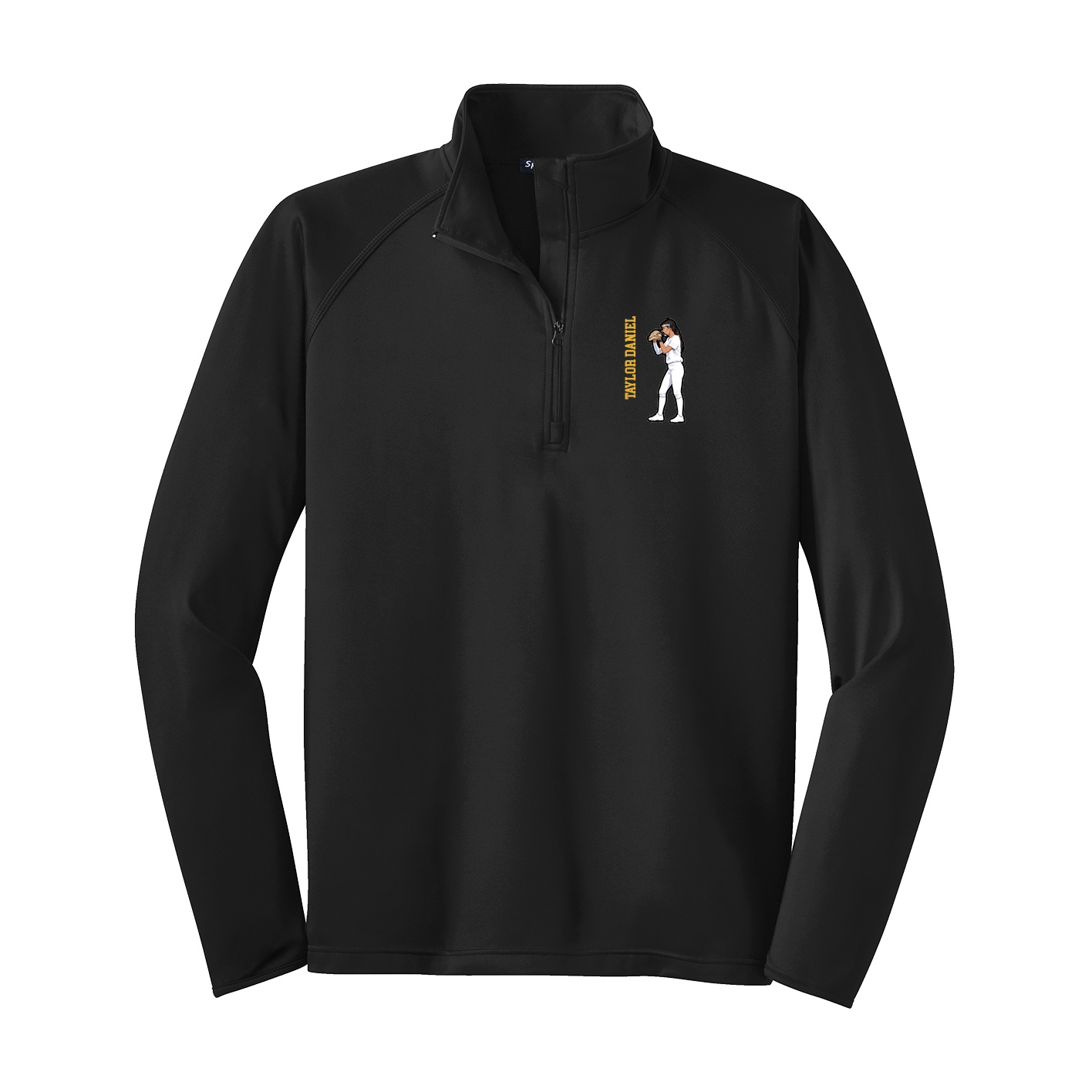 Q-Zip Pullover — Name Vertical in Black