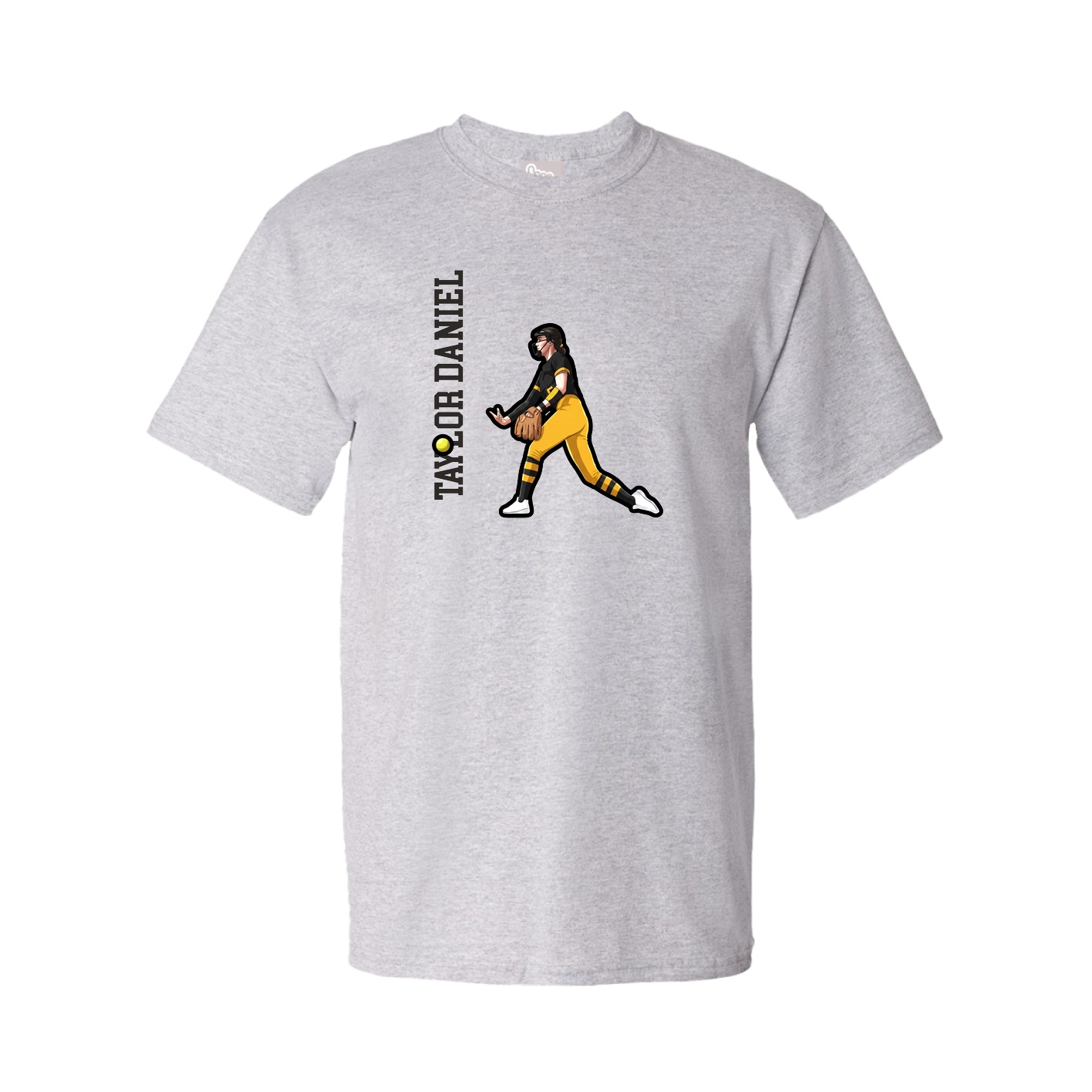 Youth Tee — Name Vertical in Grey