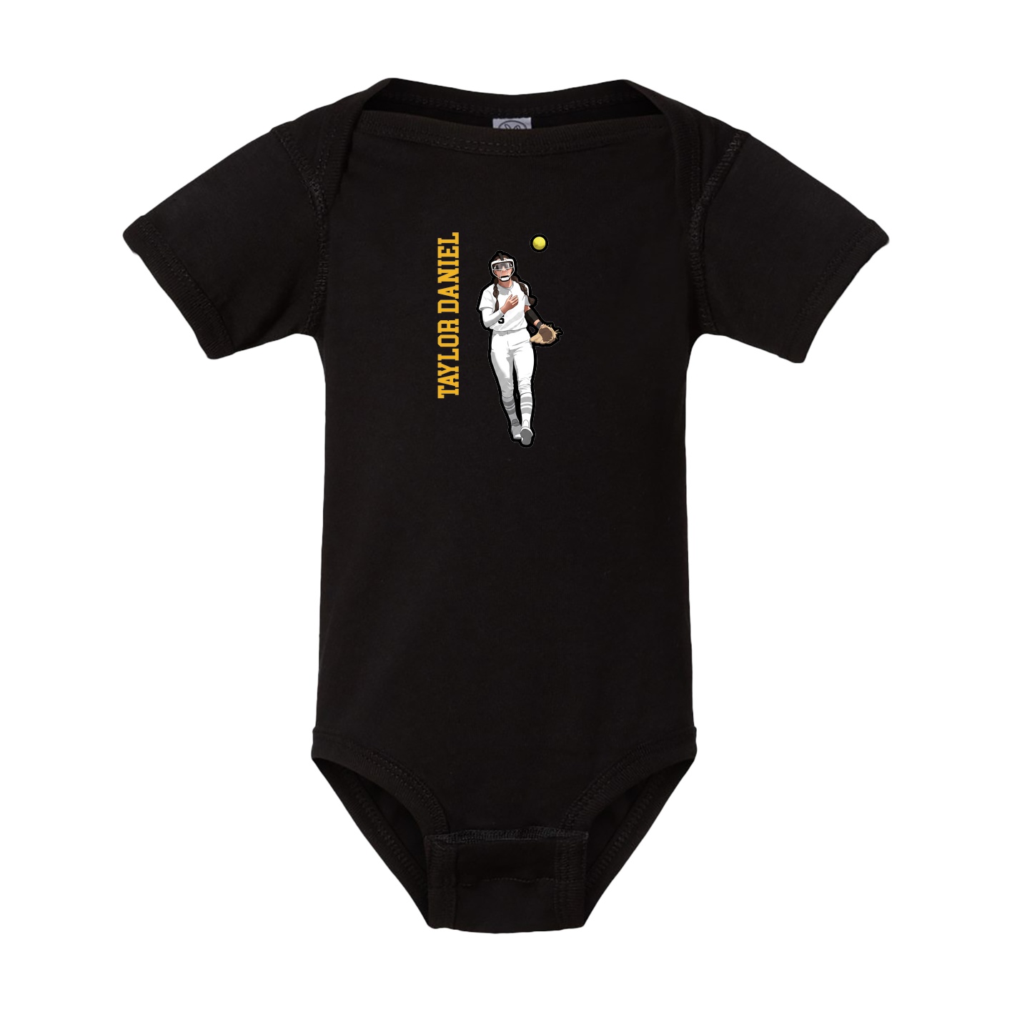 Baby Onesie — Name Vertical in Black