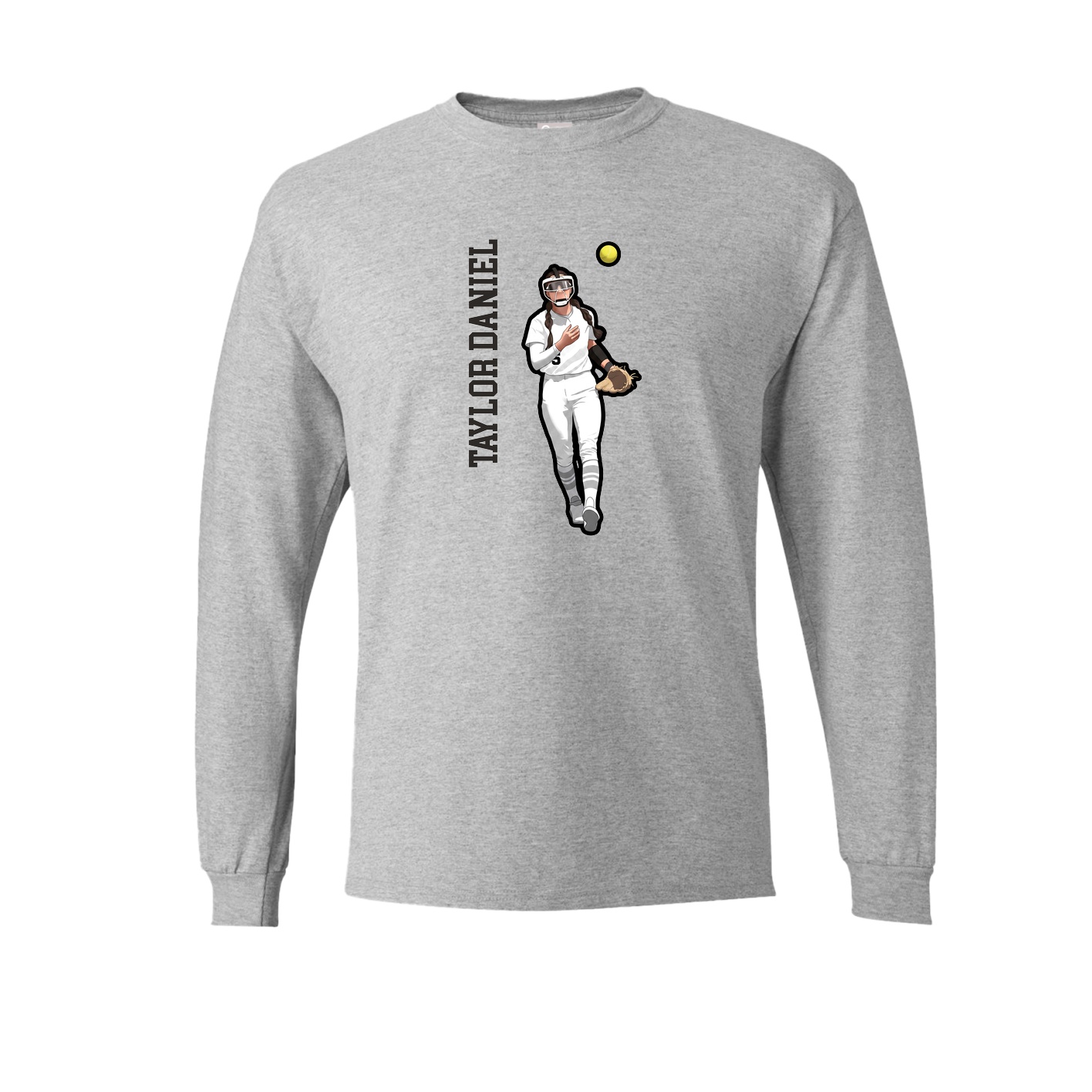Long Sleeve Tee — Name Vertical in Grey