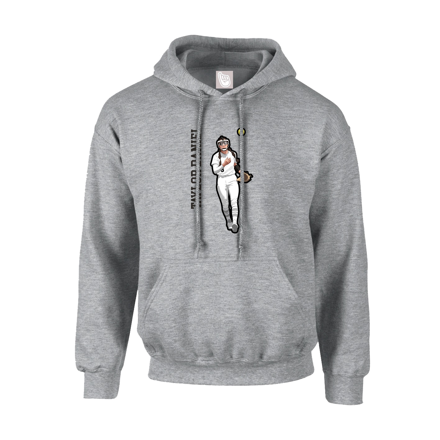 Youth Hoodie — Name Vertical in Grey