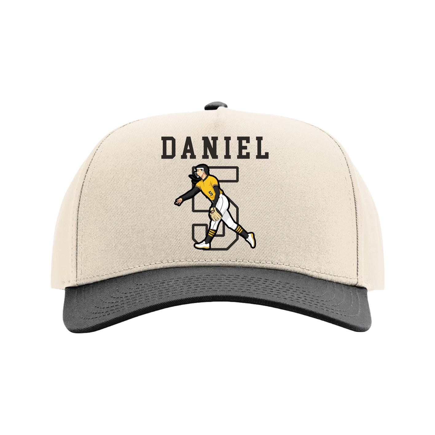 Full Fabric Five-Panel Champ Cap — Shirsey in Cream/Black