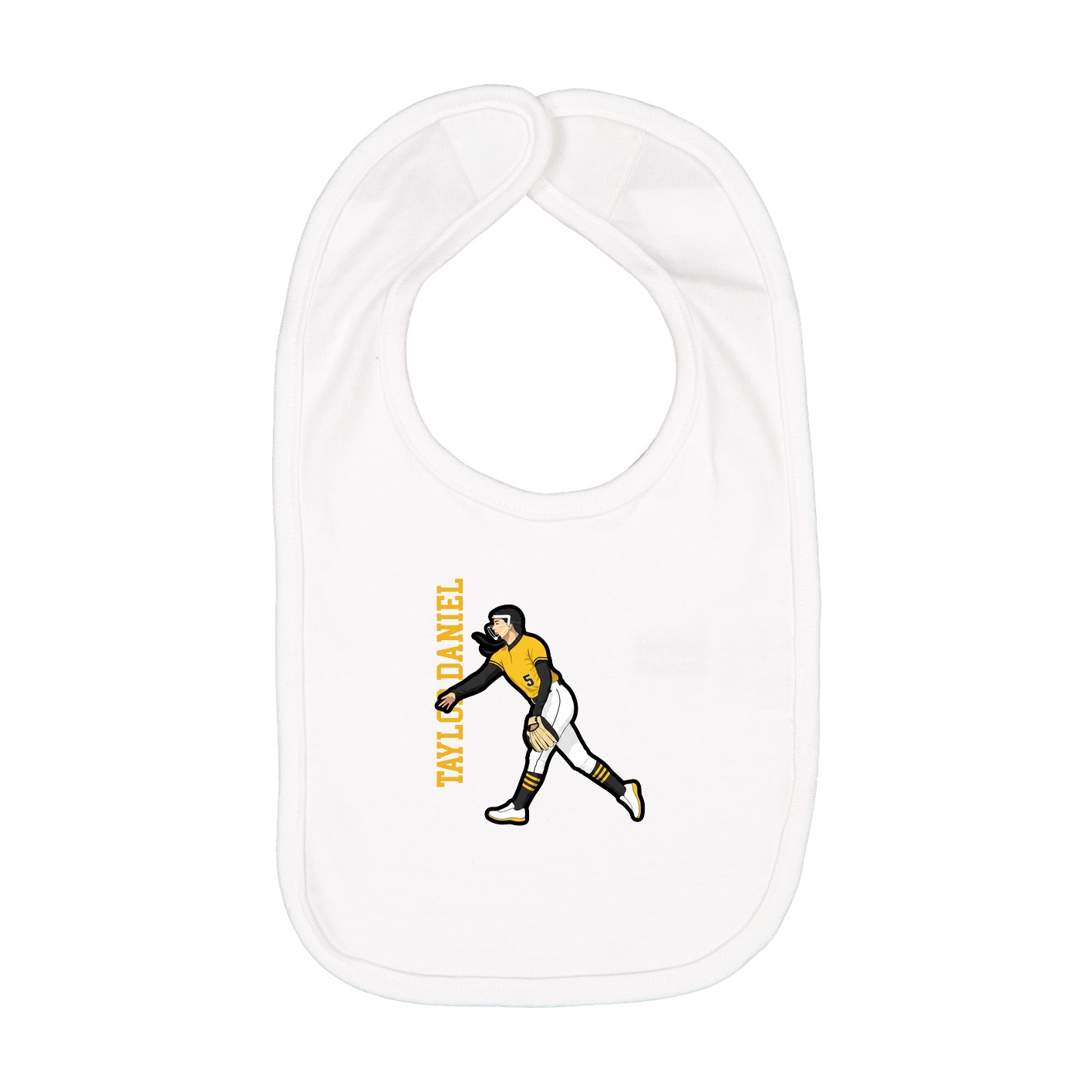 Infant Bib — Name Vertical in White