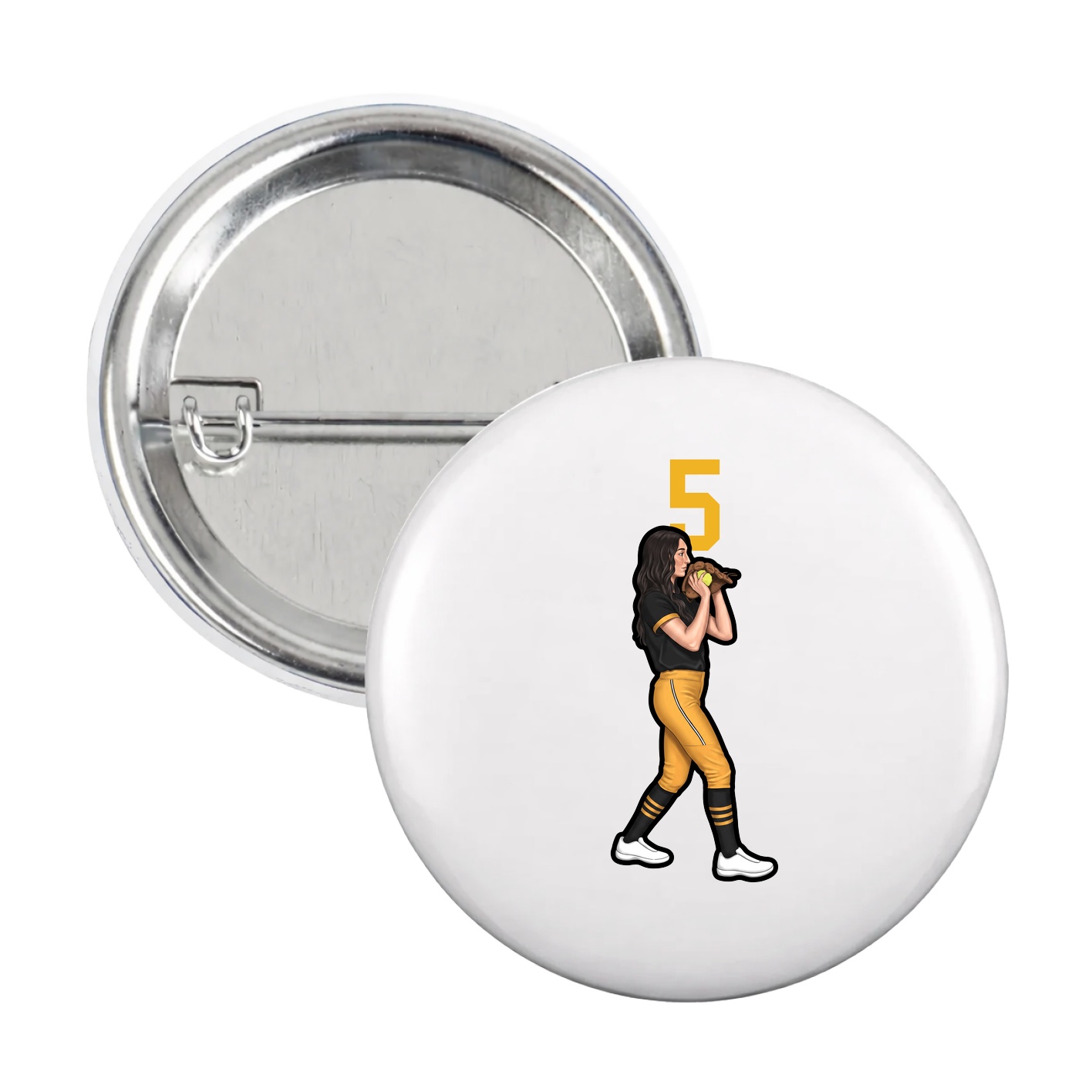 Game Day Button — Number Top in White