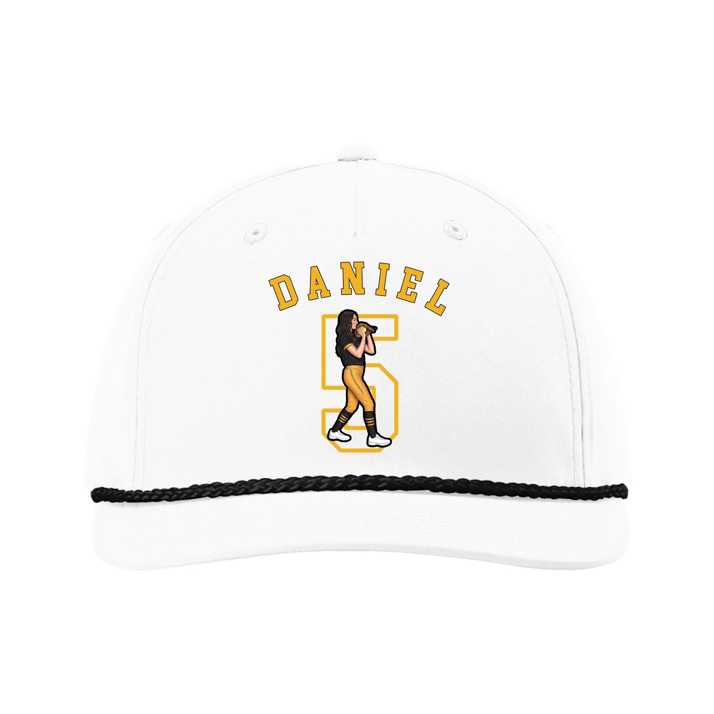 Five-Panel Classic Rope Cap — Shirsey Arch in White
