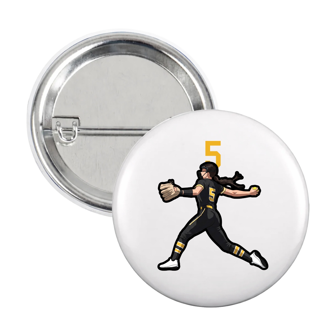 Game Day Button — Number Top in White