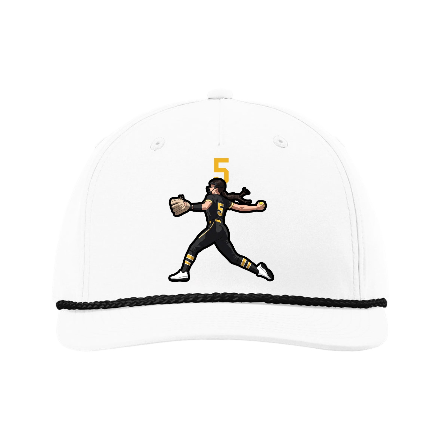 Five-Panel Classic Rope Cap — Number Top in White