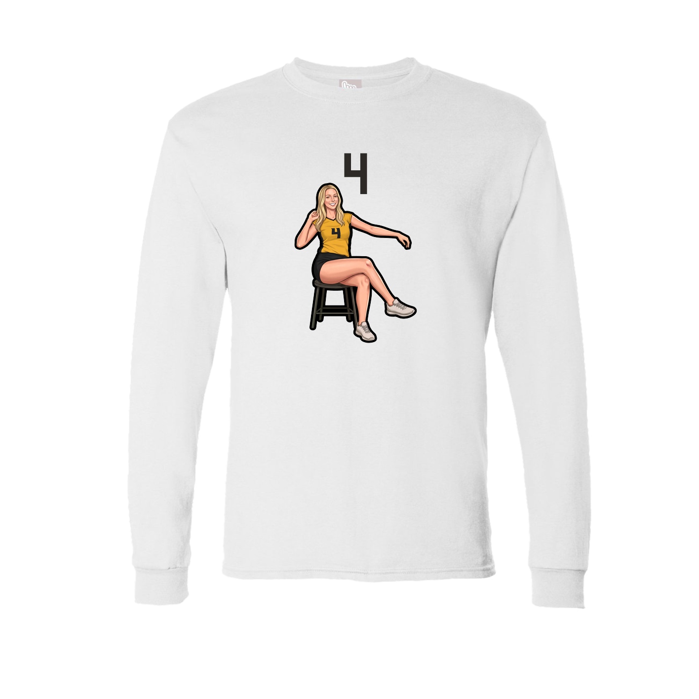 Long Sleeve Tee — Number Top in White