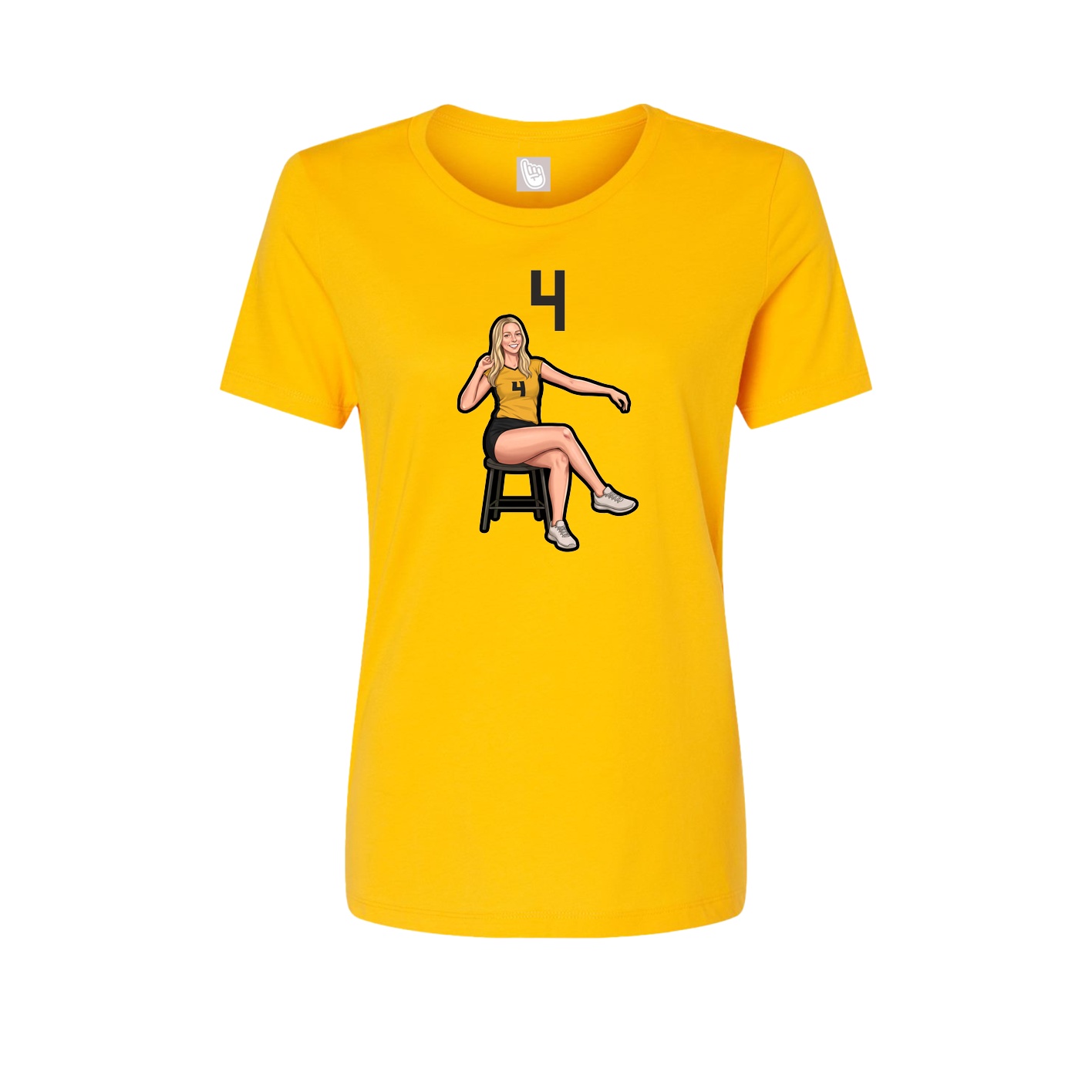 Fitted Women's Tee — Number Top in Gold